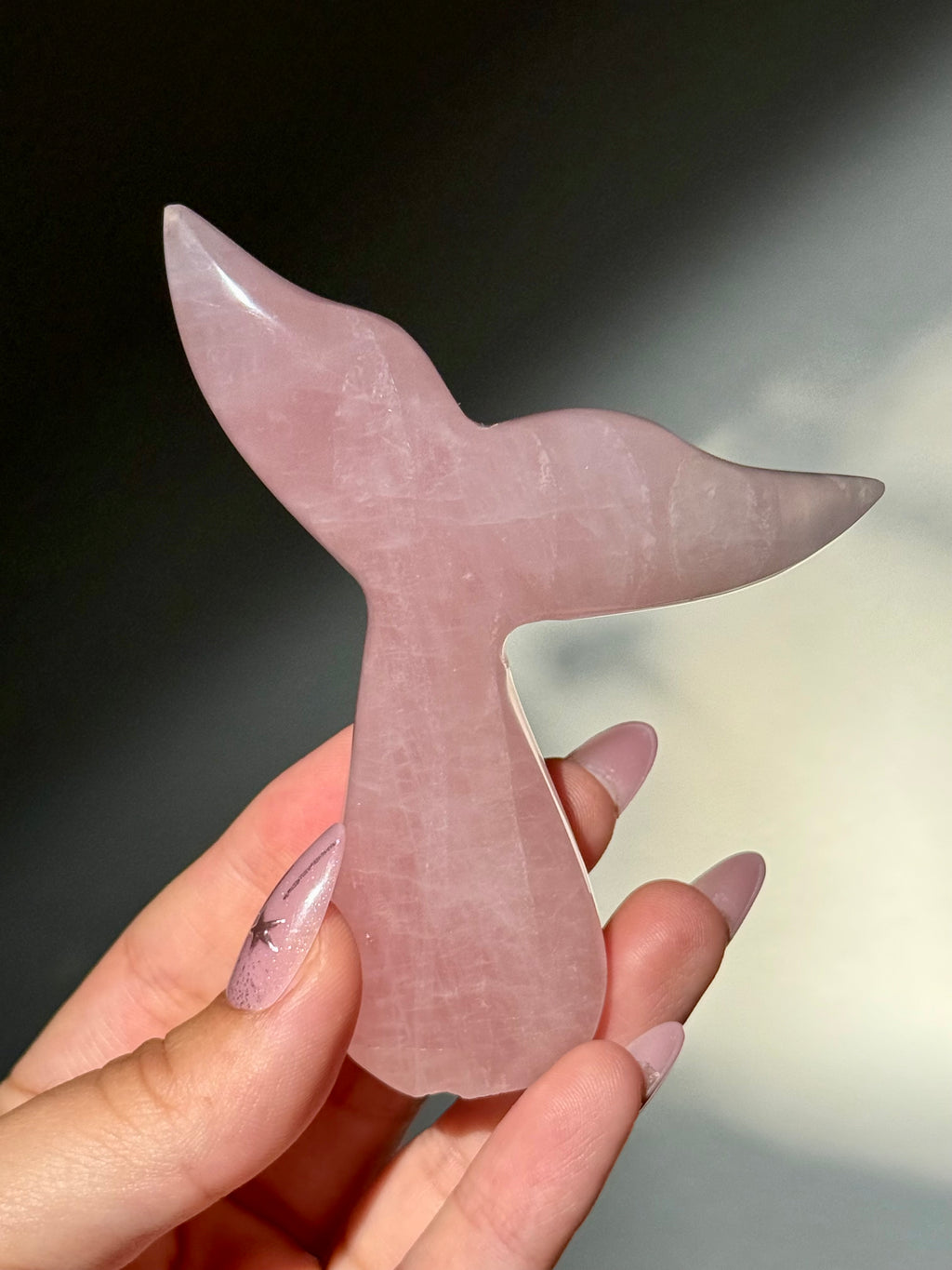 Rose Quartz Whale (Mermaid) Tail H