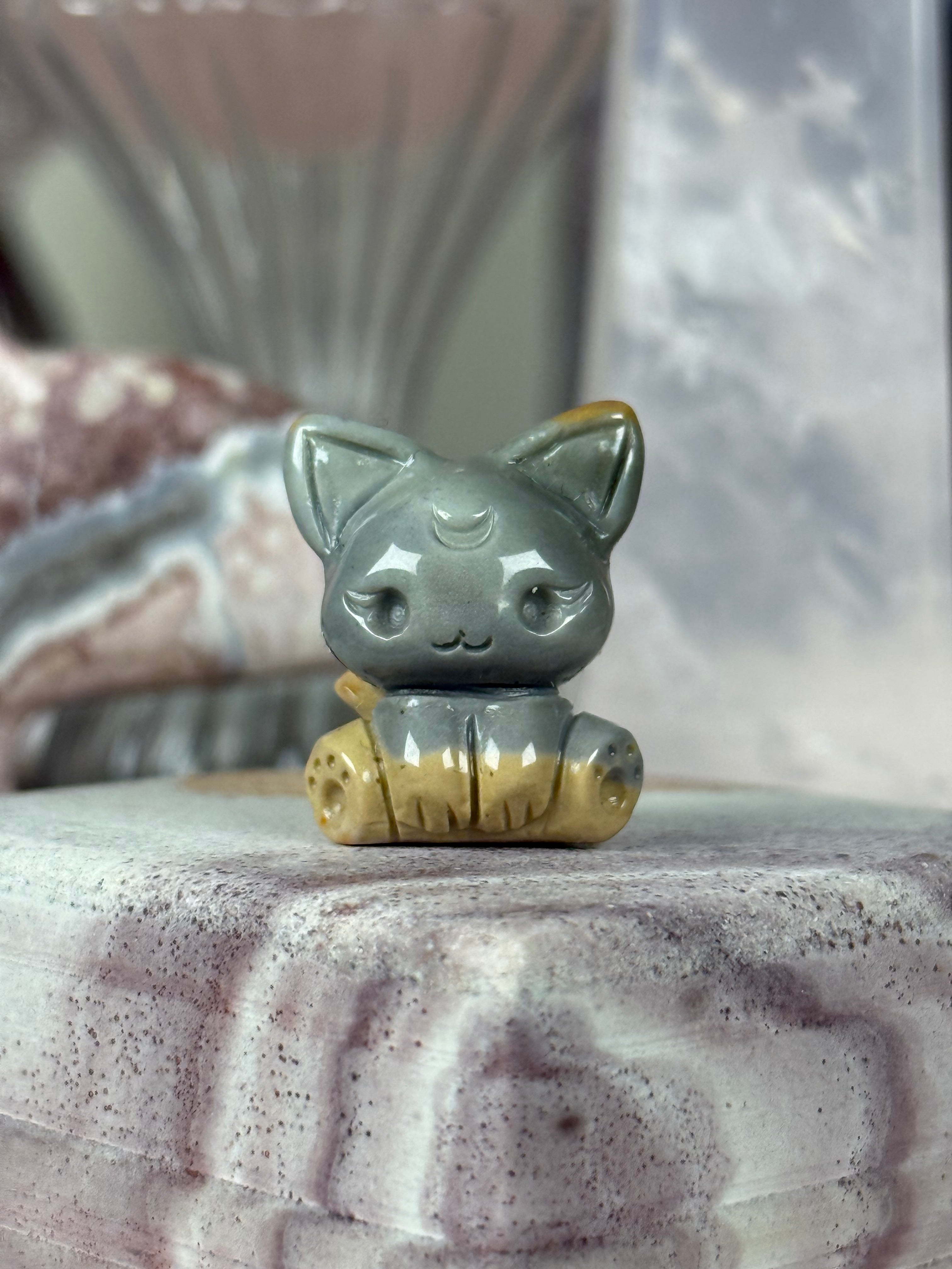 Alashan Agate Crystal Artisan Carving Fox | Kitten ♡Choose Your Option♡