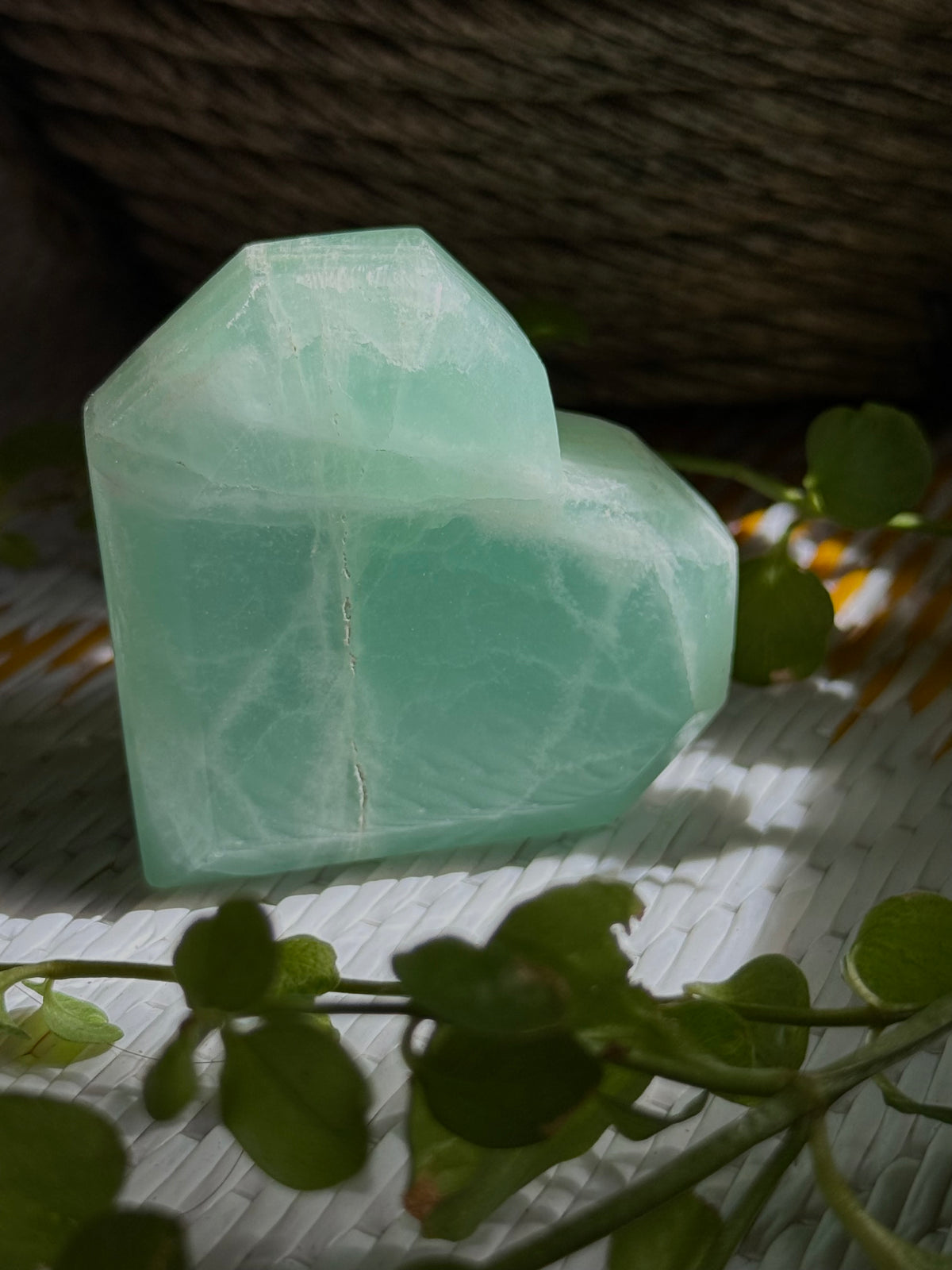 Pistachio Calcite Heart