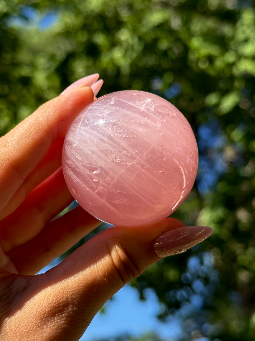 Star Rose Quartz Sphere Gemmy HQ B