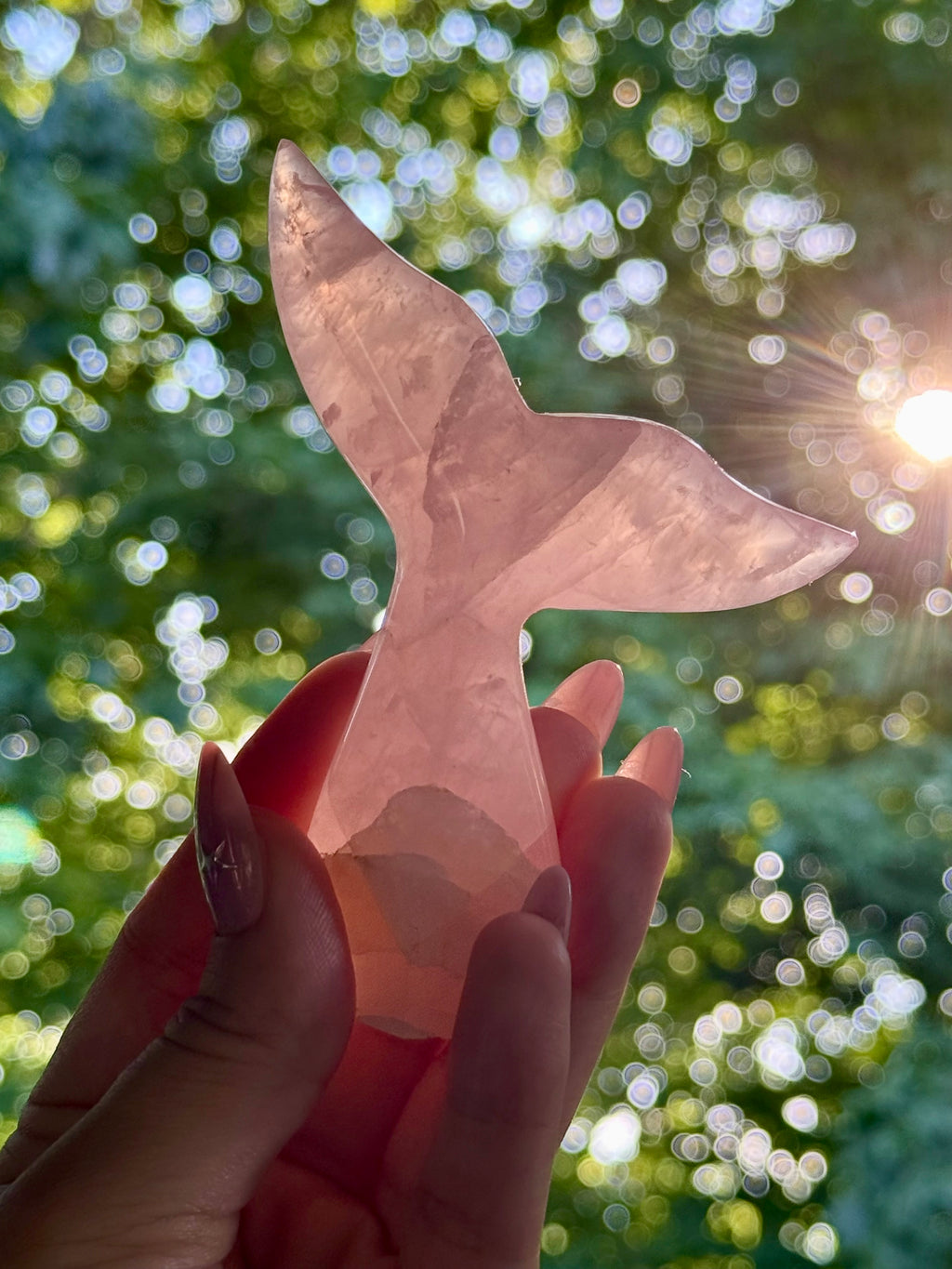 Rose Quartz Whale (Mermaid) Tail E