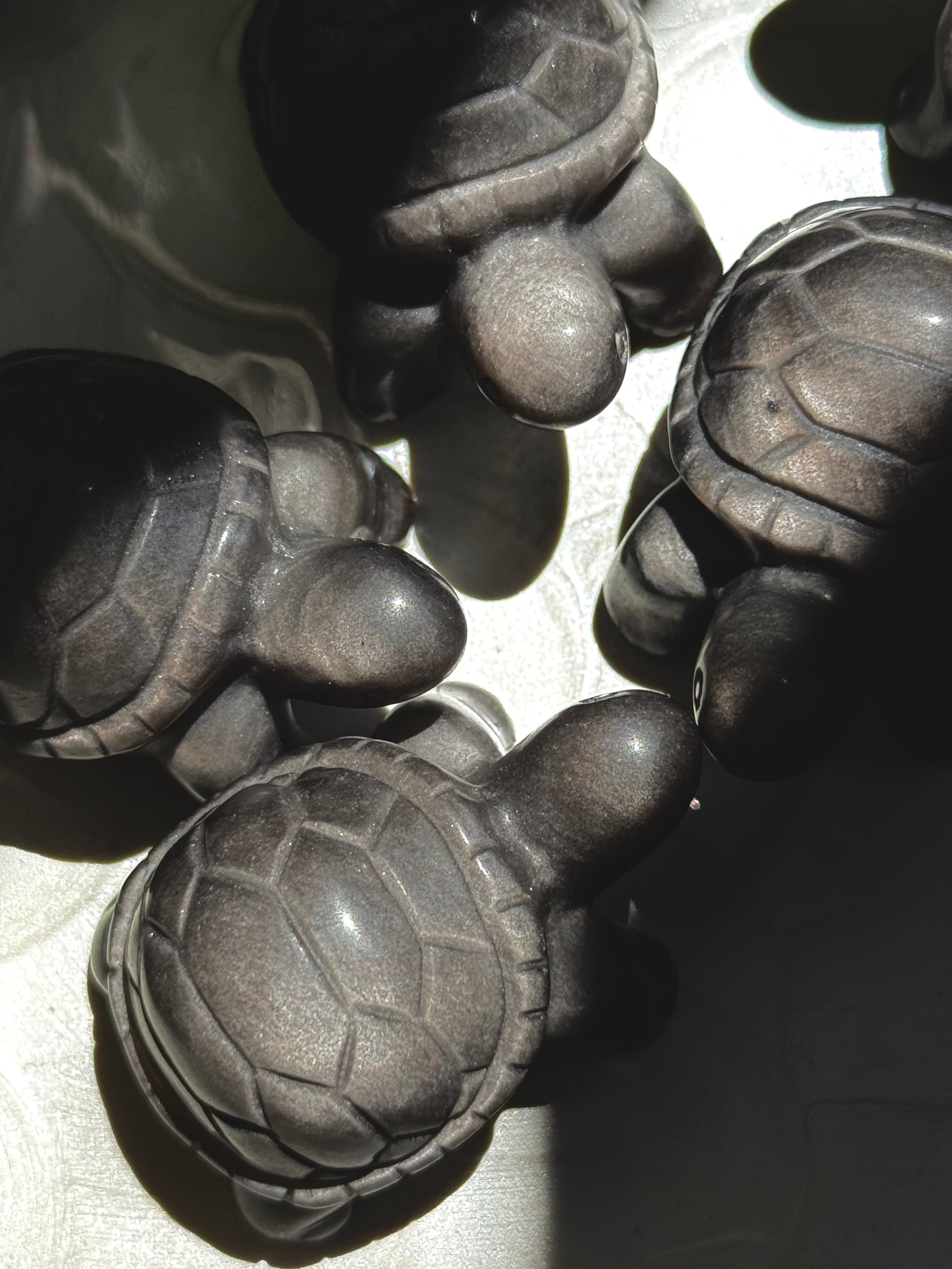 Silver Sheen Obsidian Turtle Carving ♡Intuitively Chosen♡