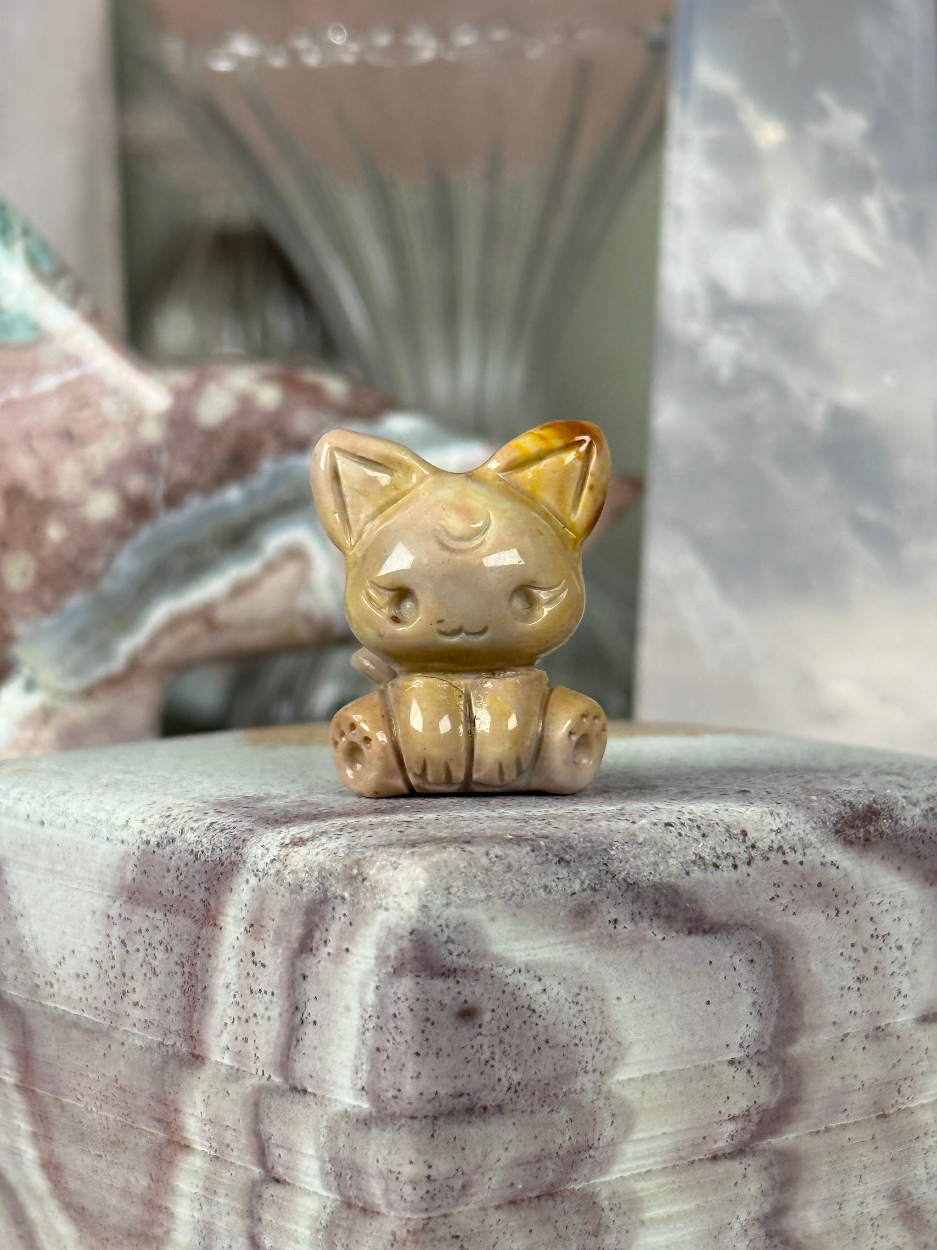 Alashan Agate Crystal Artisan Carving Fox | Kitten ♡Choose Your Option♡