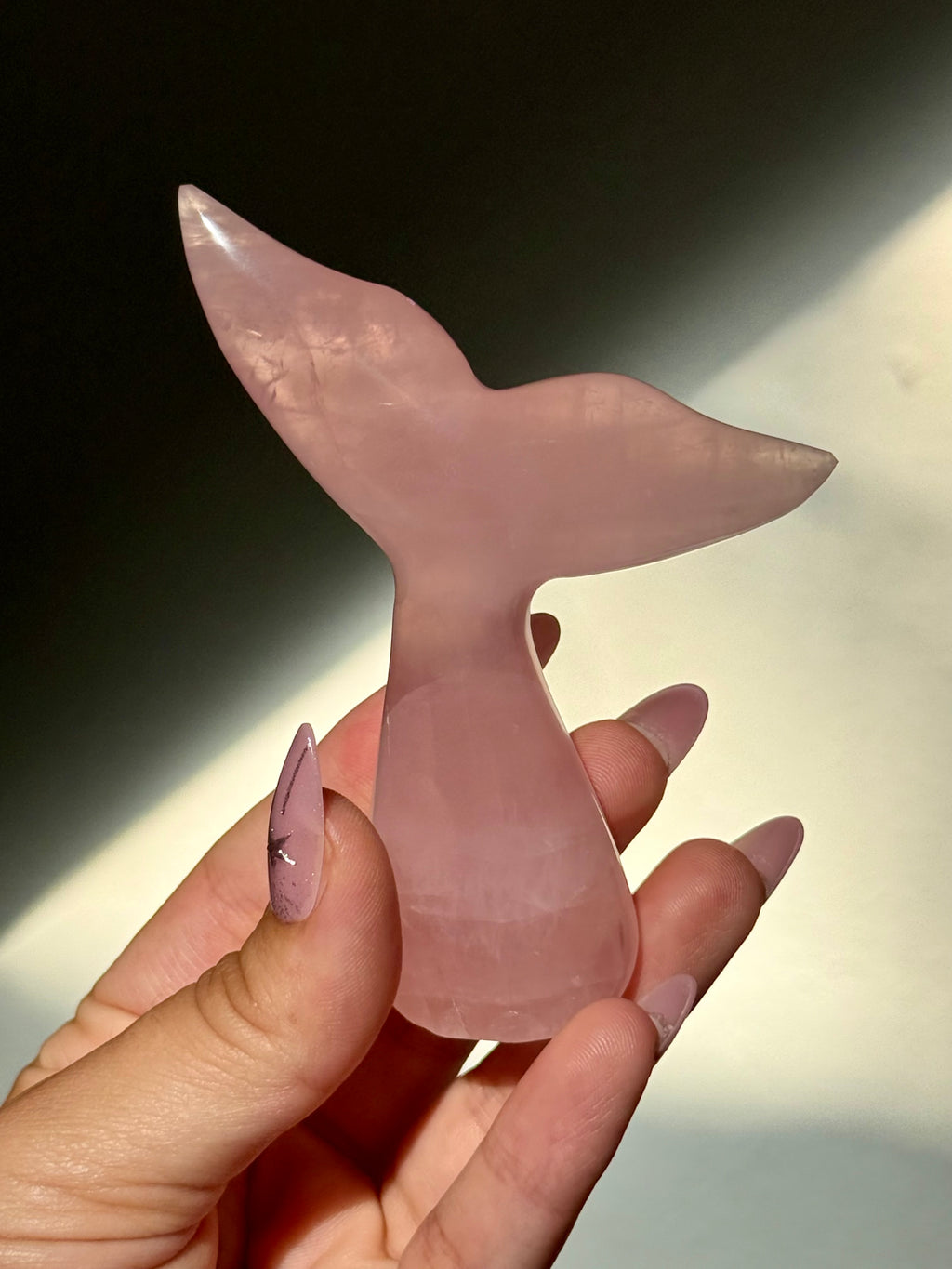 Rose Quartz Whale (Mermaid) Tail D