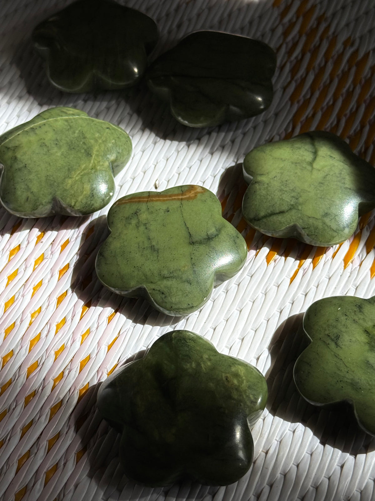 Green Serpentine Flower Palmstone
