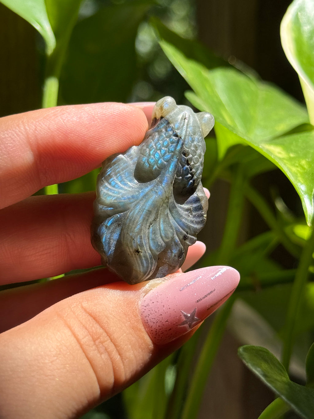 Labradorite Goldfish Carving A