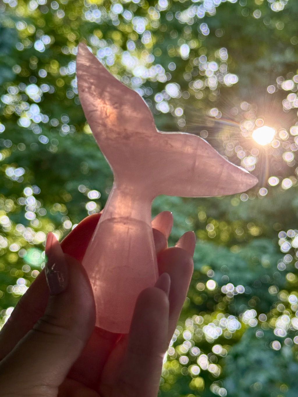 Rose Quartz Whale (Mermaid) Tail D