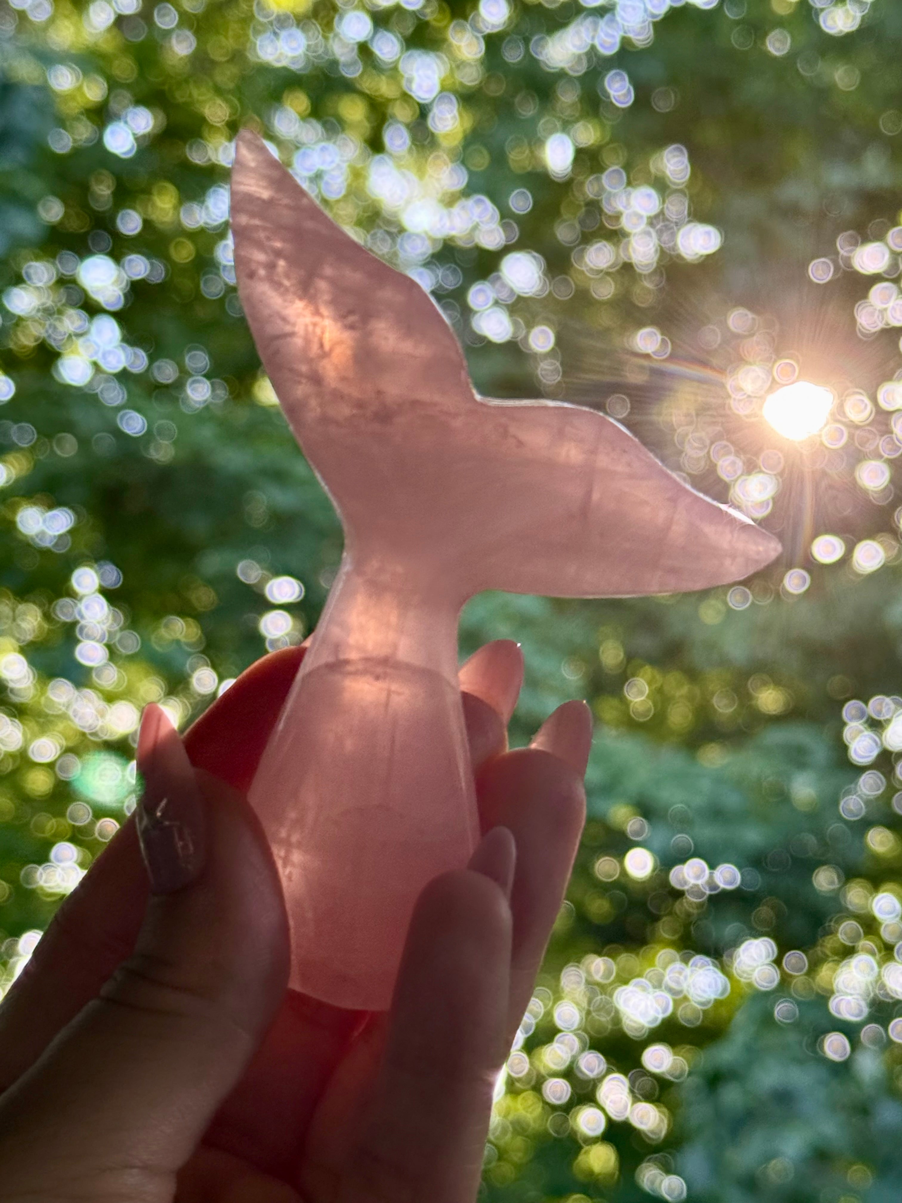 Rose Quartz Whale (Mermaid) Tail D