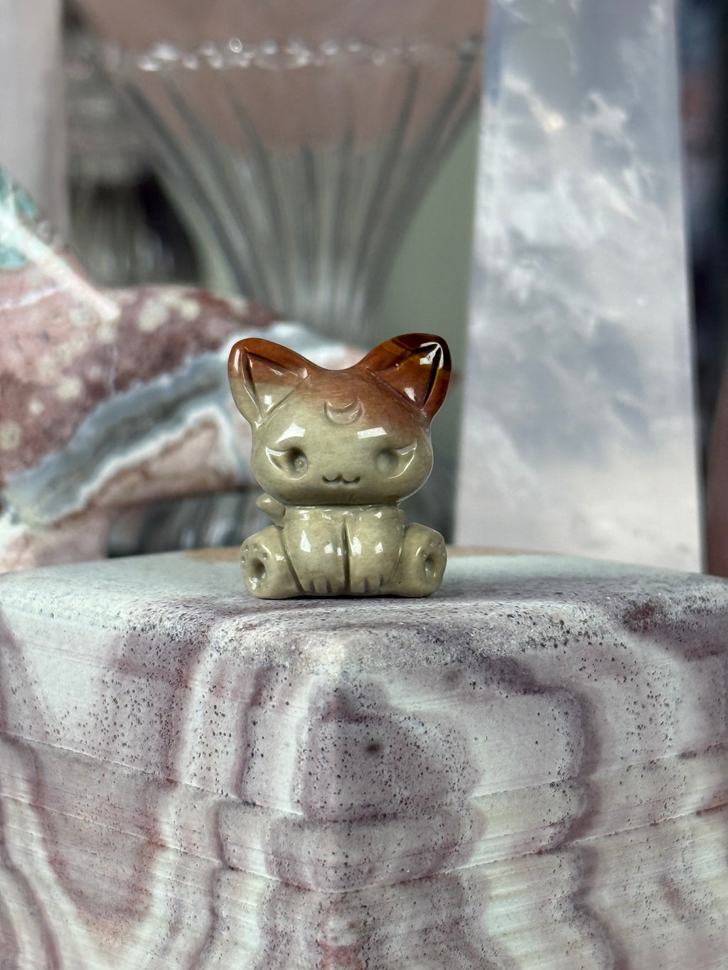 Alashan Agate Crystal Artisan Carving Fox | Kitten ♡Choose Your Option♡