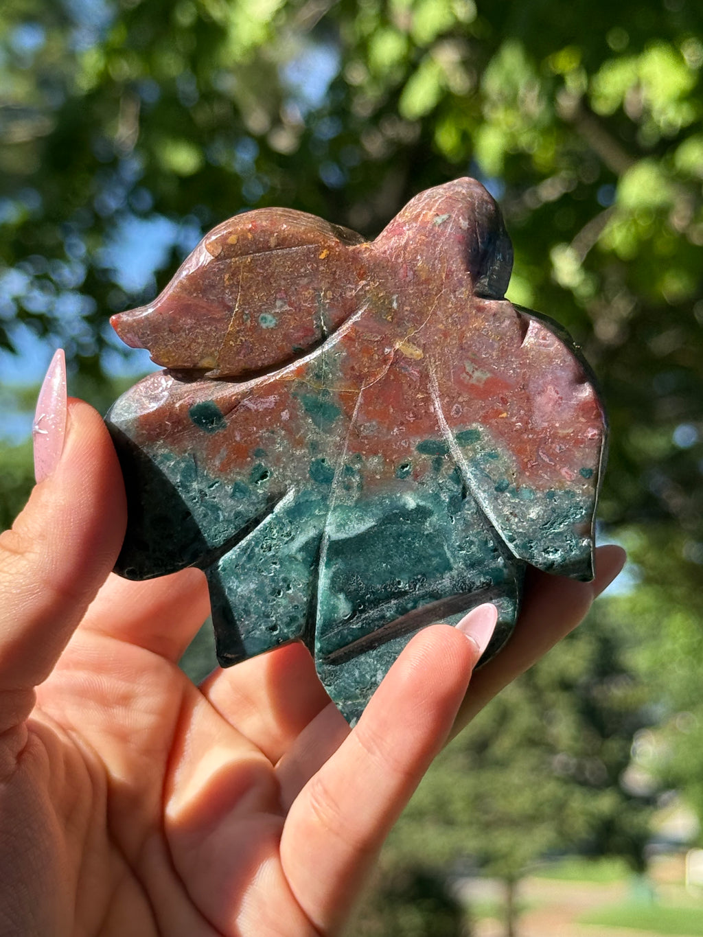 Sea Jasper Sea Turtle Crystal Carving