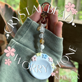 Crystal Floral Worry Stone Keychain