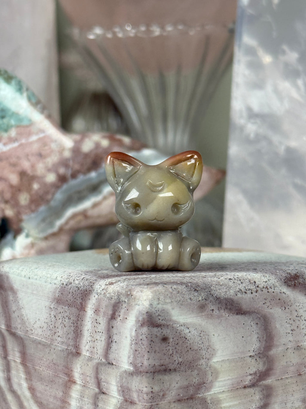 Alashan Agate Crystal Artisan Carving Fox | Kitten ♡Choose Your Option♡