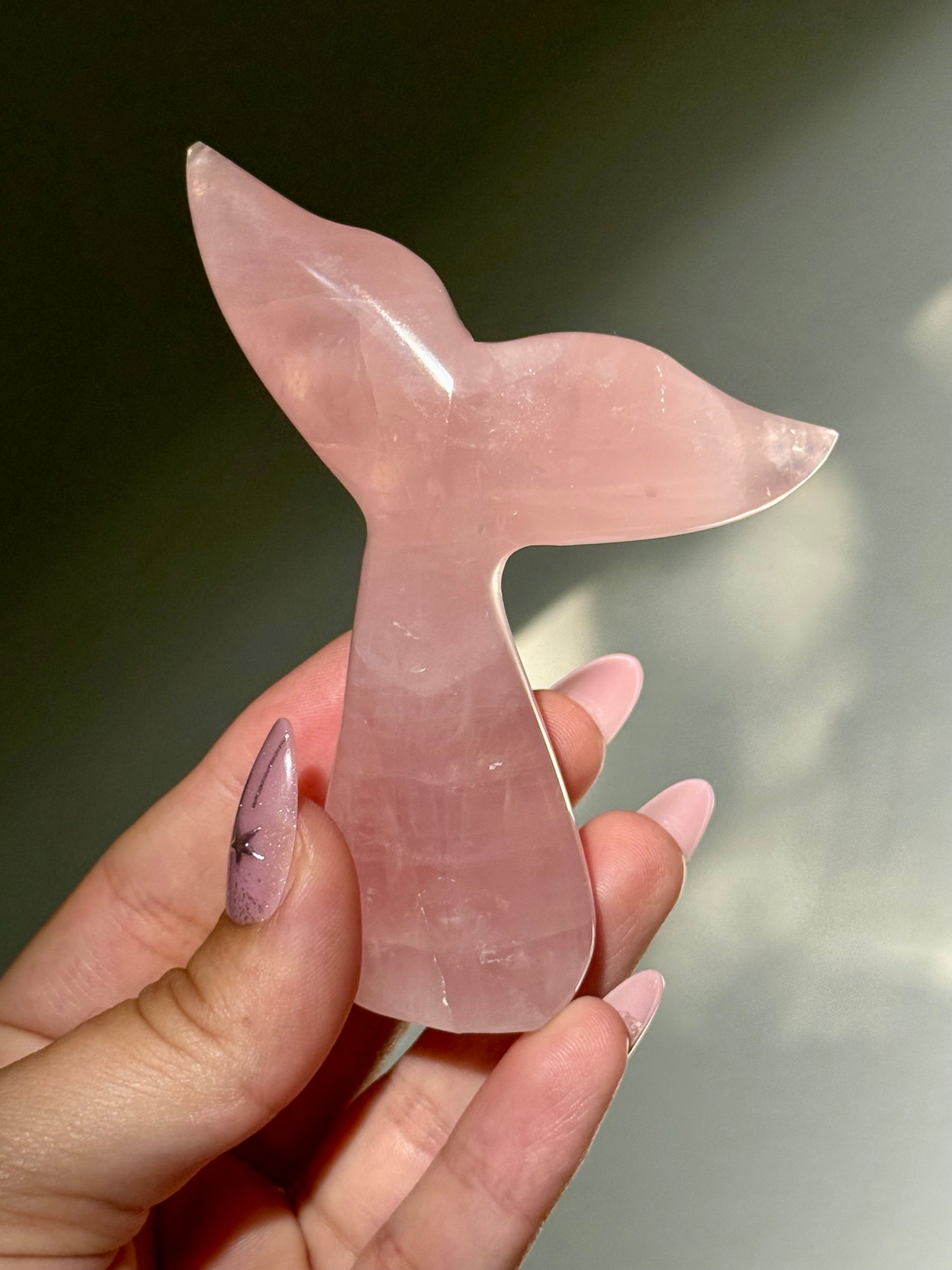 Rose Quartz Whale (Mermaid) Tail L
