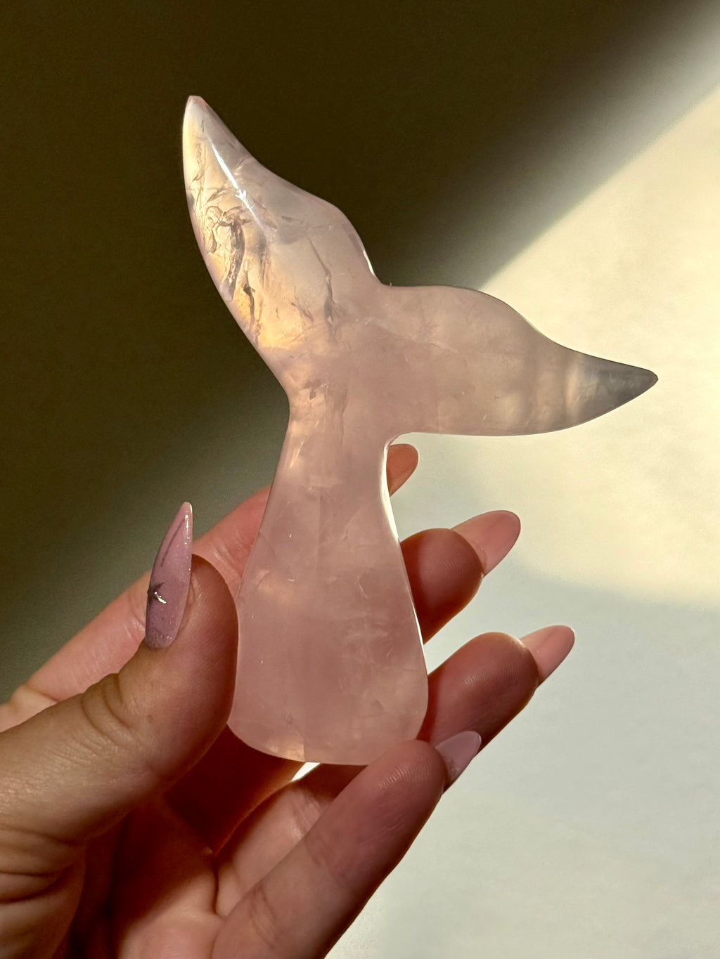Rose Quartz Whale (Mermaid) Tail A