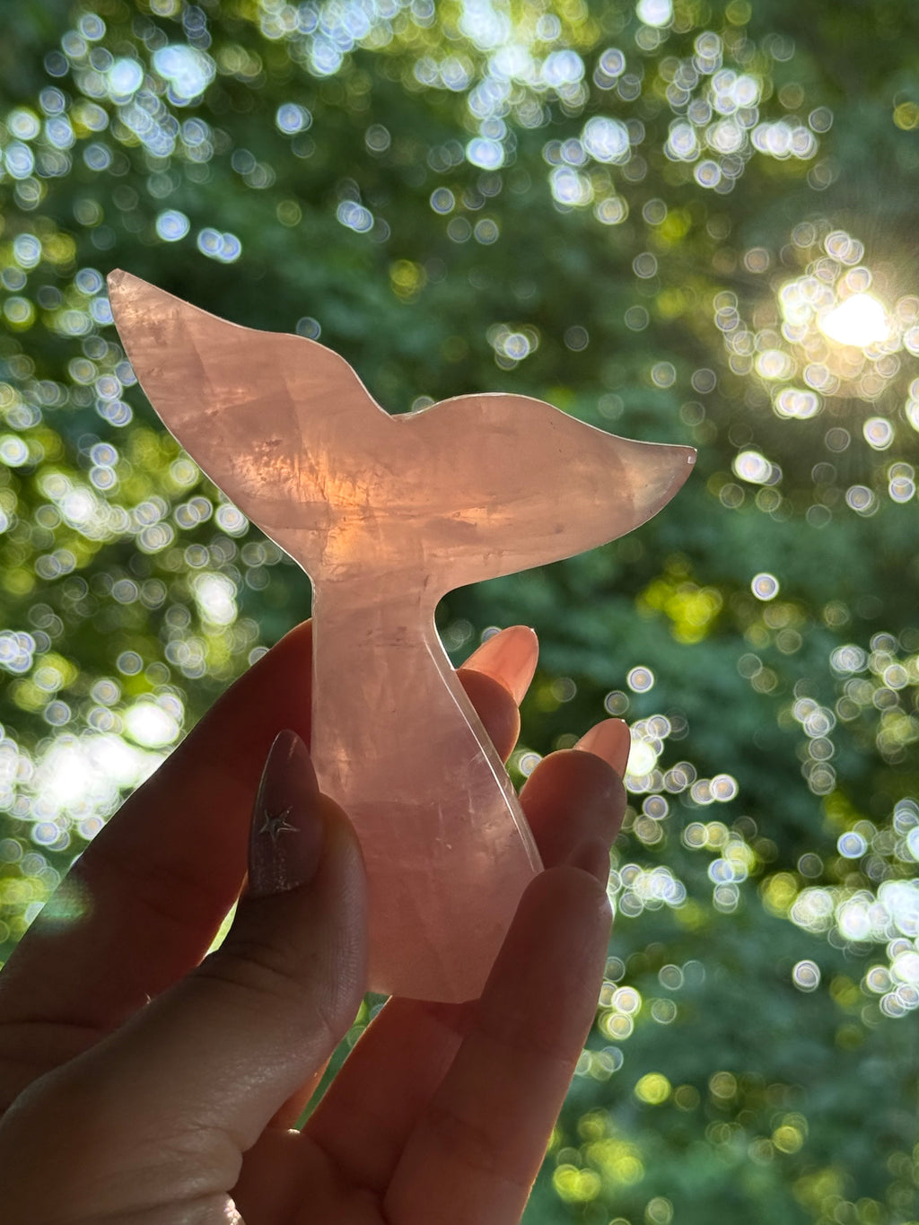 Rose Quartz Whale (Mermaid) Tail L