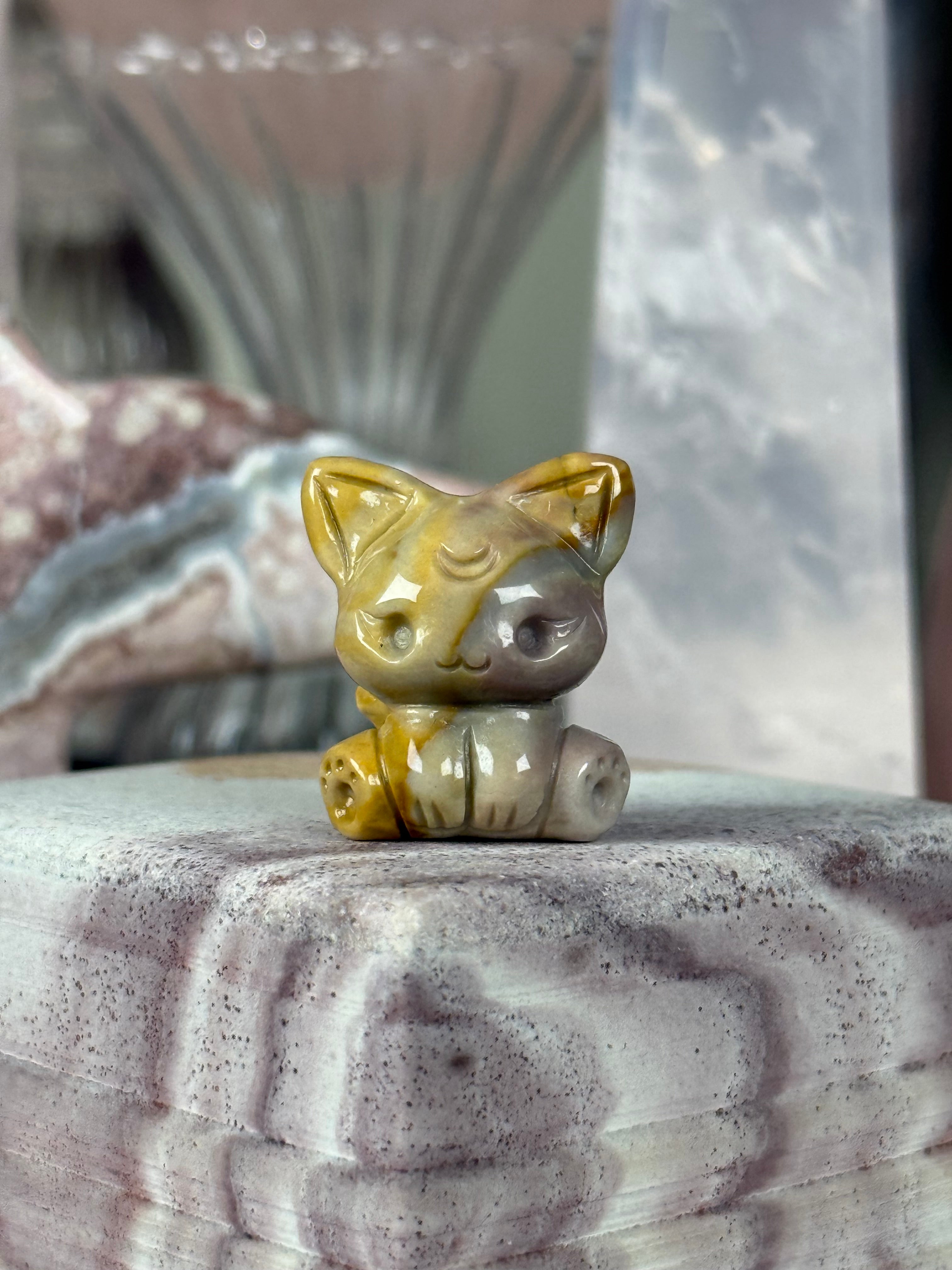 Alashan Agate Crystal Artisan Carving Fox | Kitten ♡Choose Your Option♡