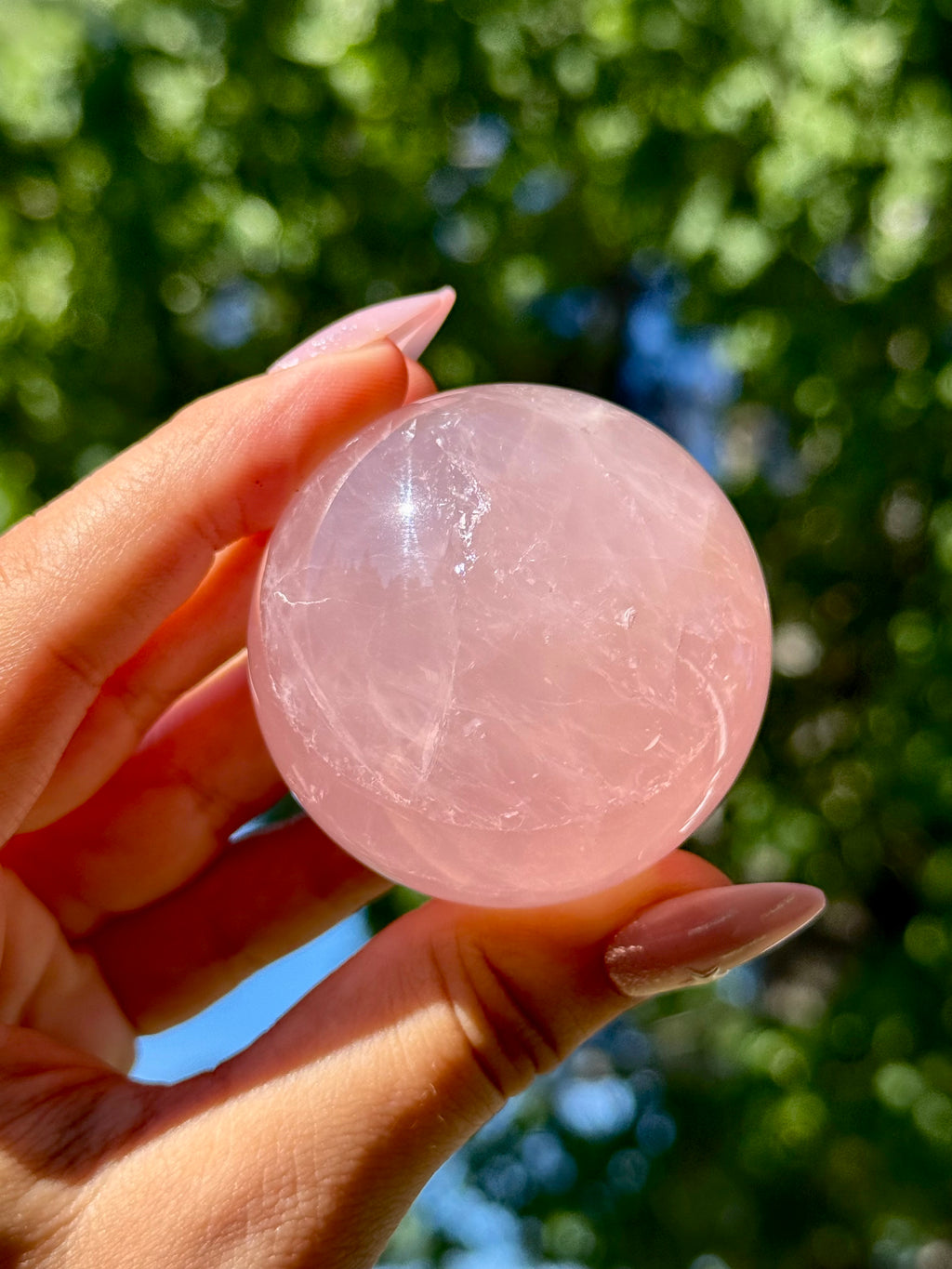 Star Rose Quartz Sphere Gemmy HQ C