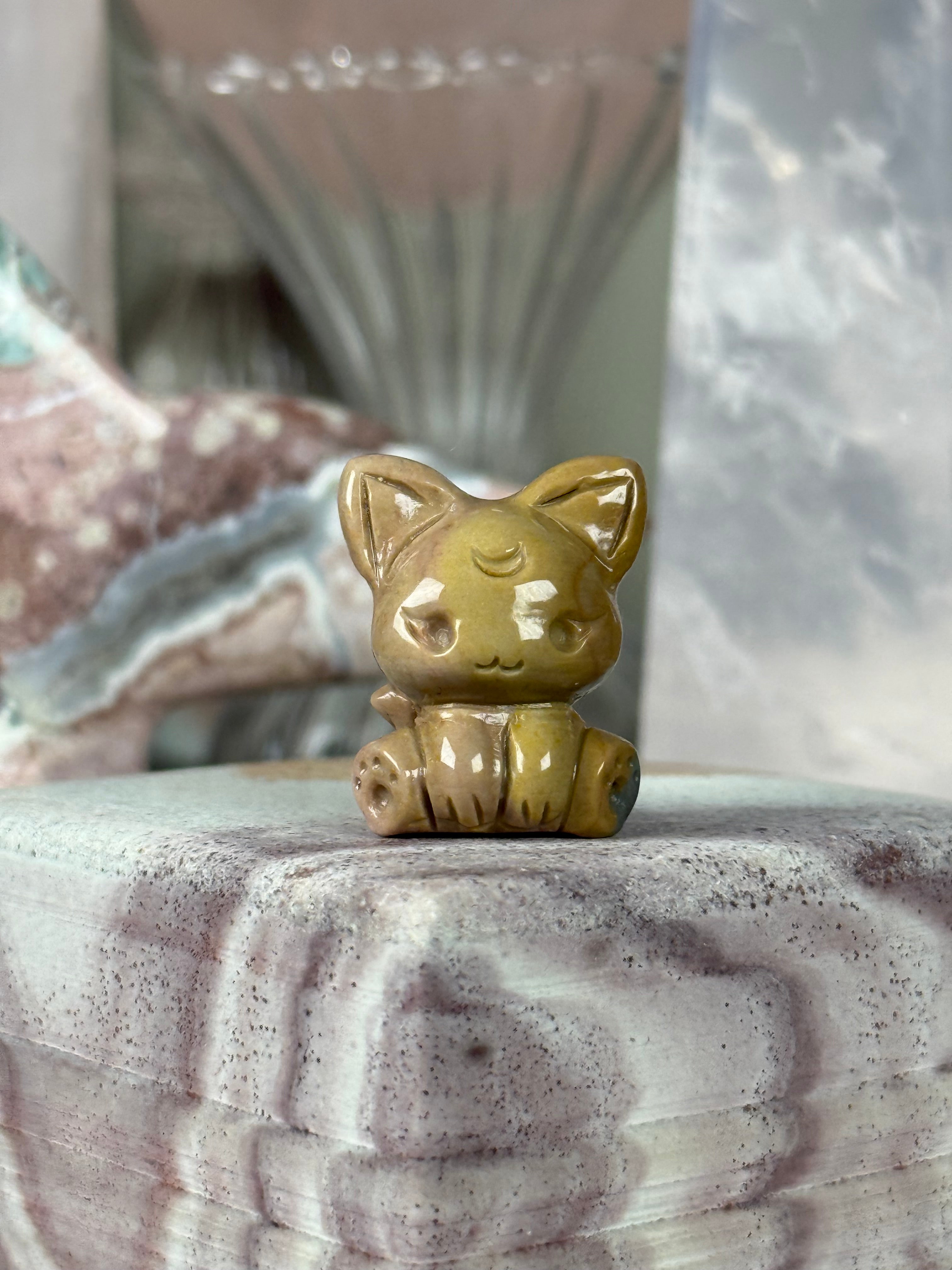 Alashan Agate Crystal Artisan Carving Fox | Kitten ♡Choose Your Option♡