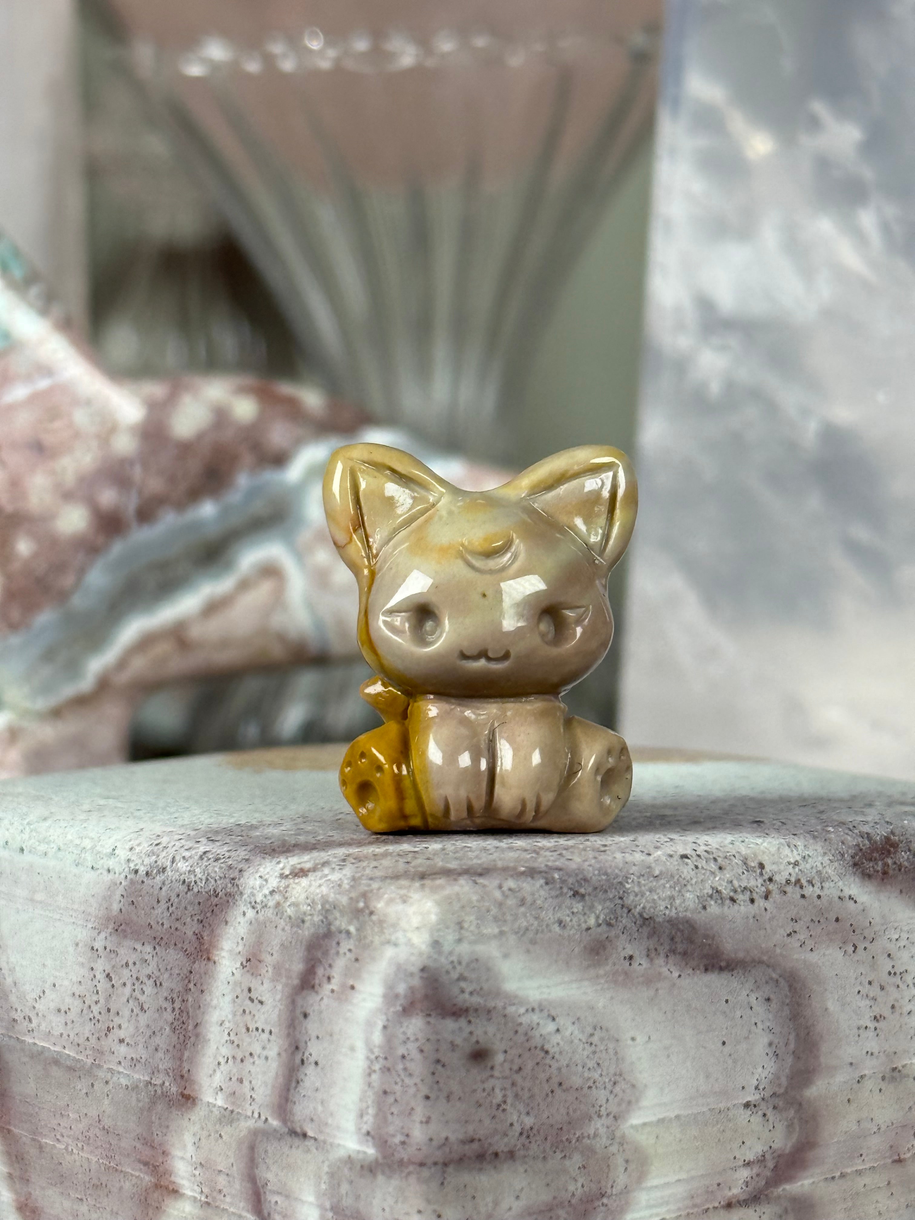Alashan Agate Crystal Artisan Carving Fox | Kitten ♡Choose Your Option♡