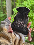 Rose Gold Black Crystal Storage Drawstring Bag