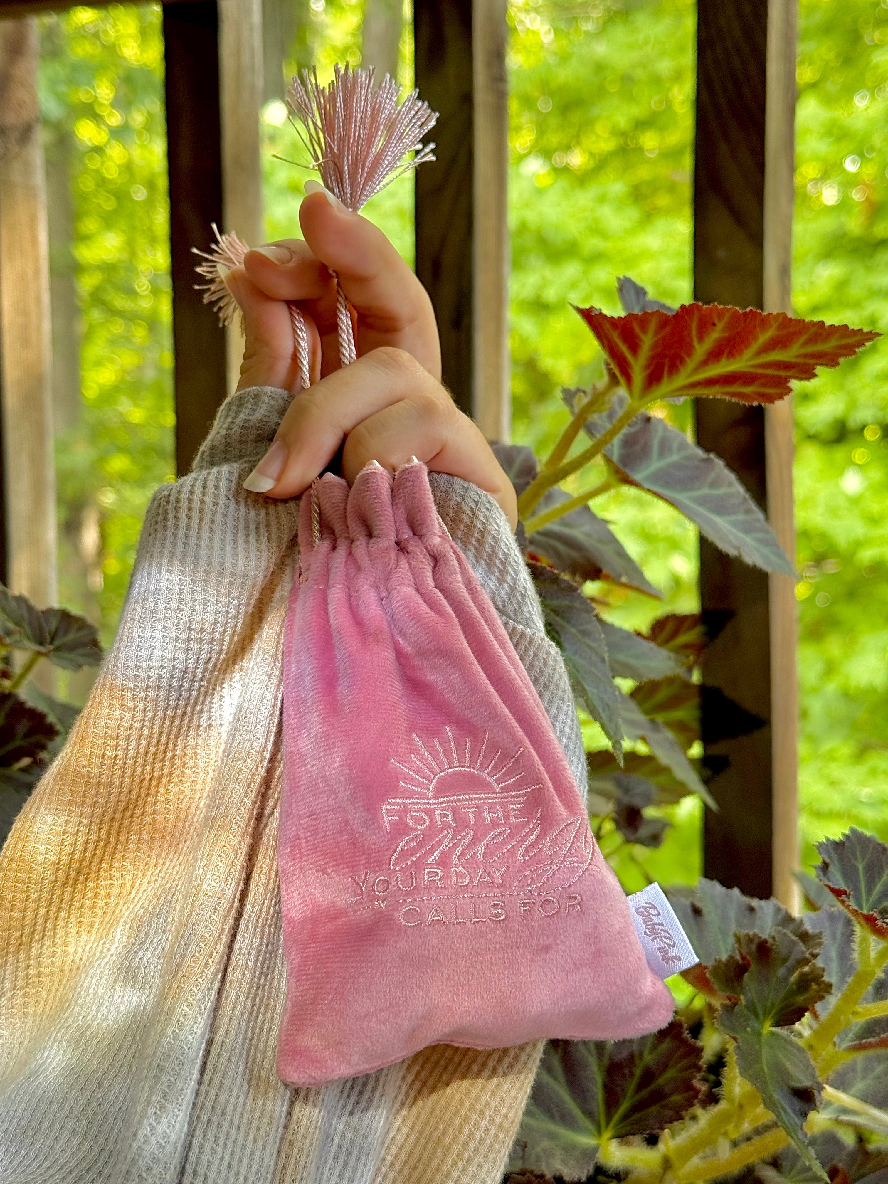 Rose Gold Pink Crystal Storage Drawstring Bag