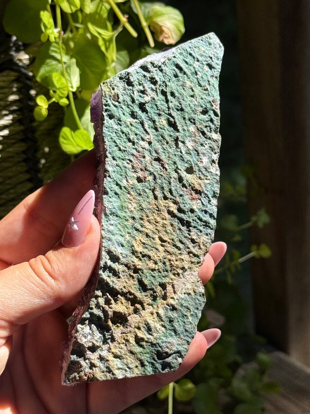 Brazilian Amethyst Sugar Druzy Cut Base On Stand