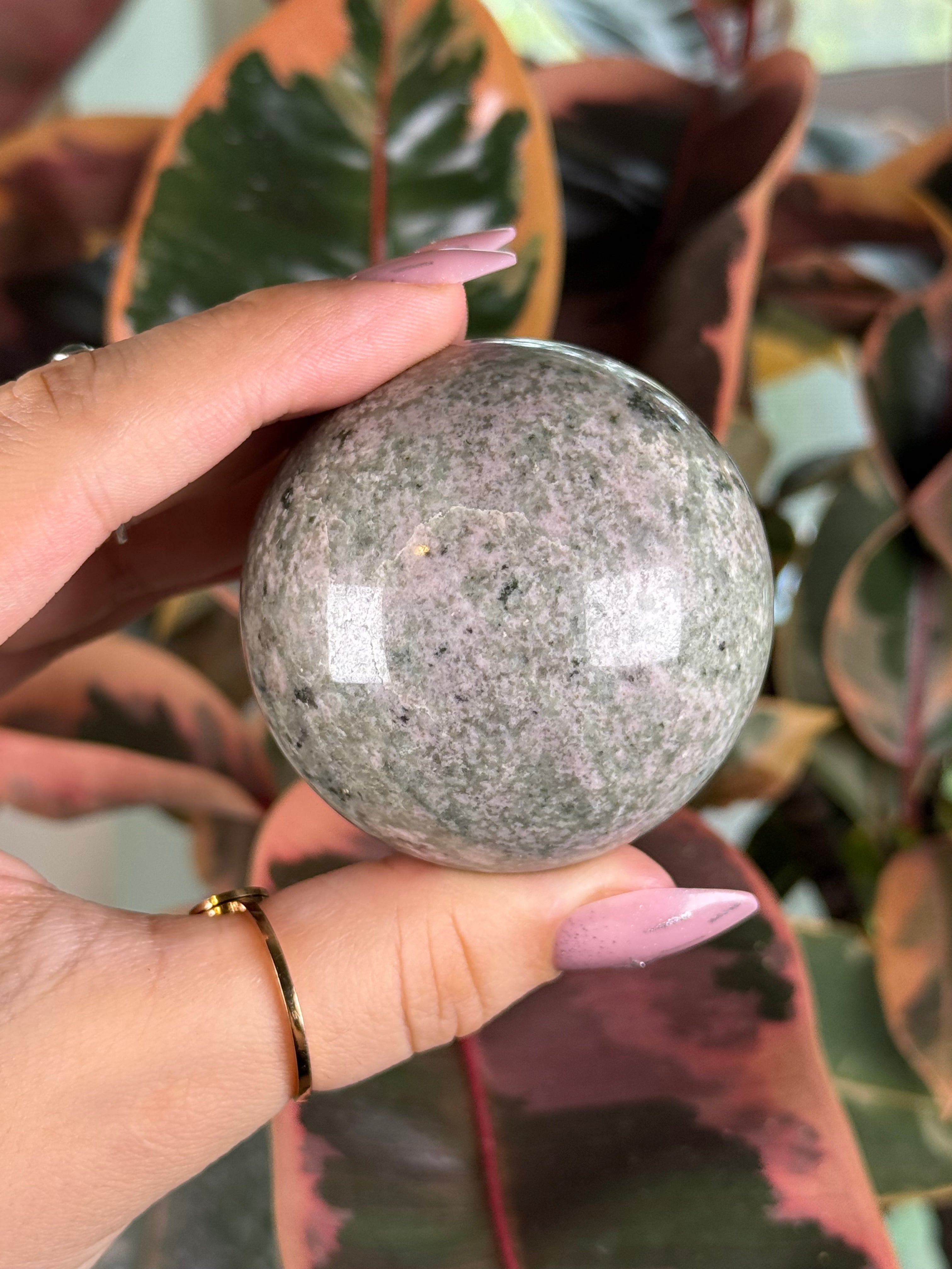 Moss Agate Sphere "Blushmoss"