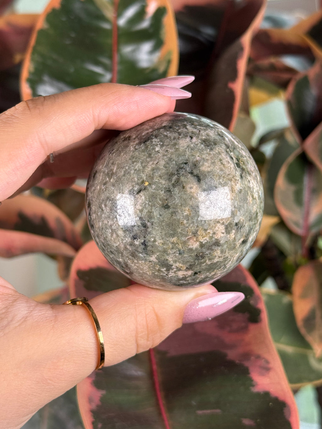 Moss Agate Sphere "Blushmoss"