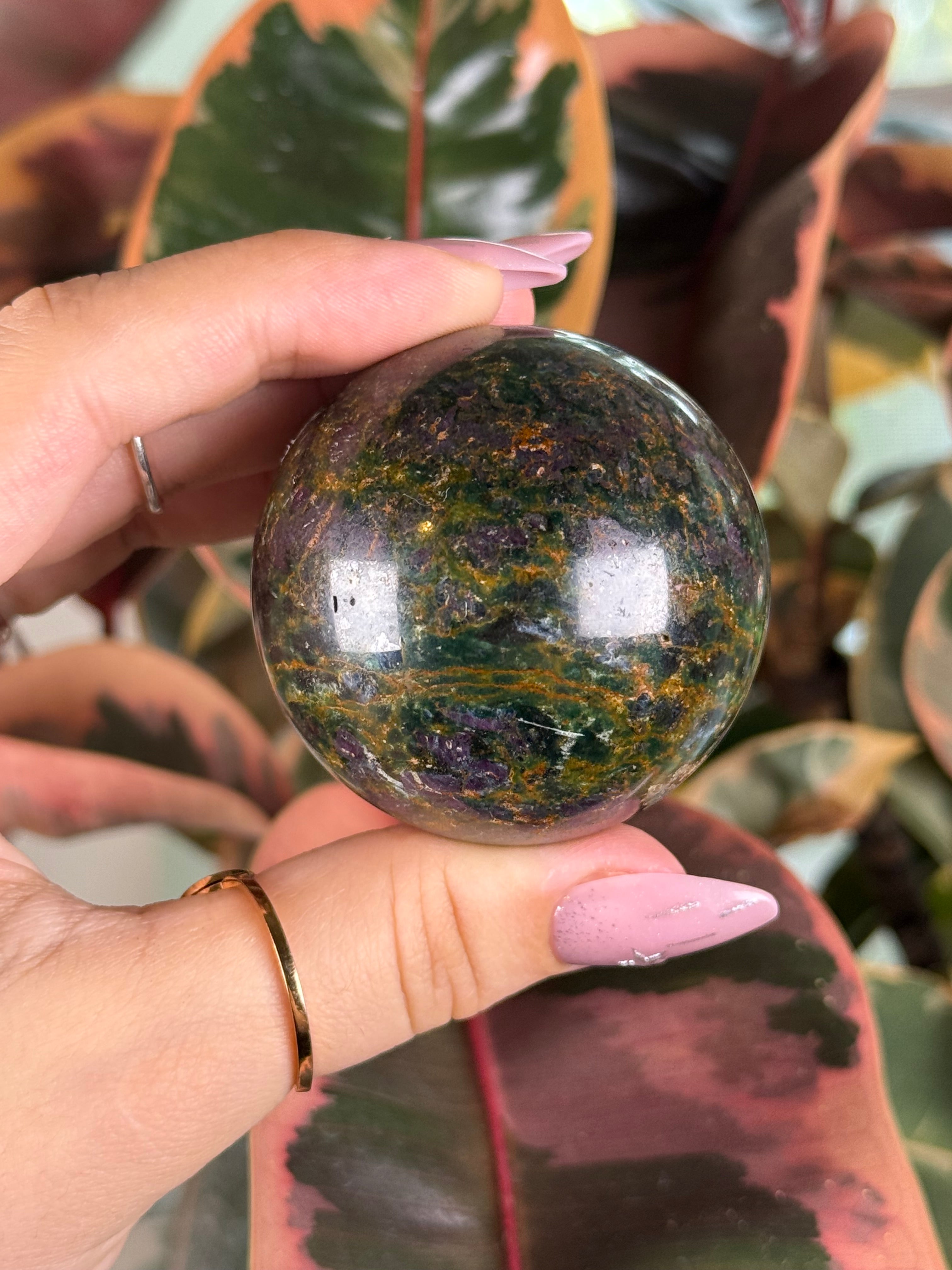 Emerald Ruby Quartz Sphere Rare Composite Stone