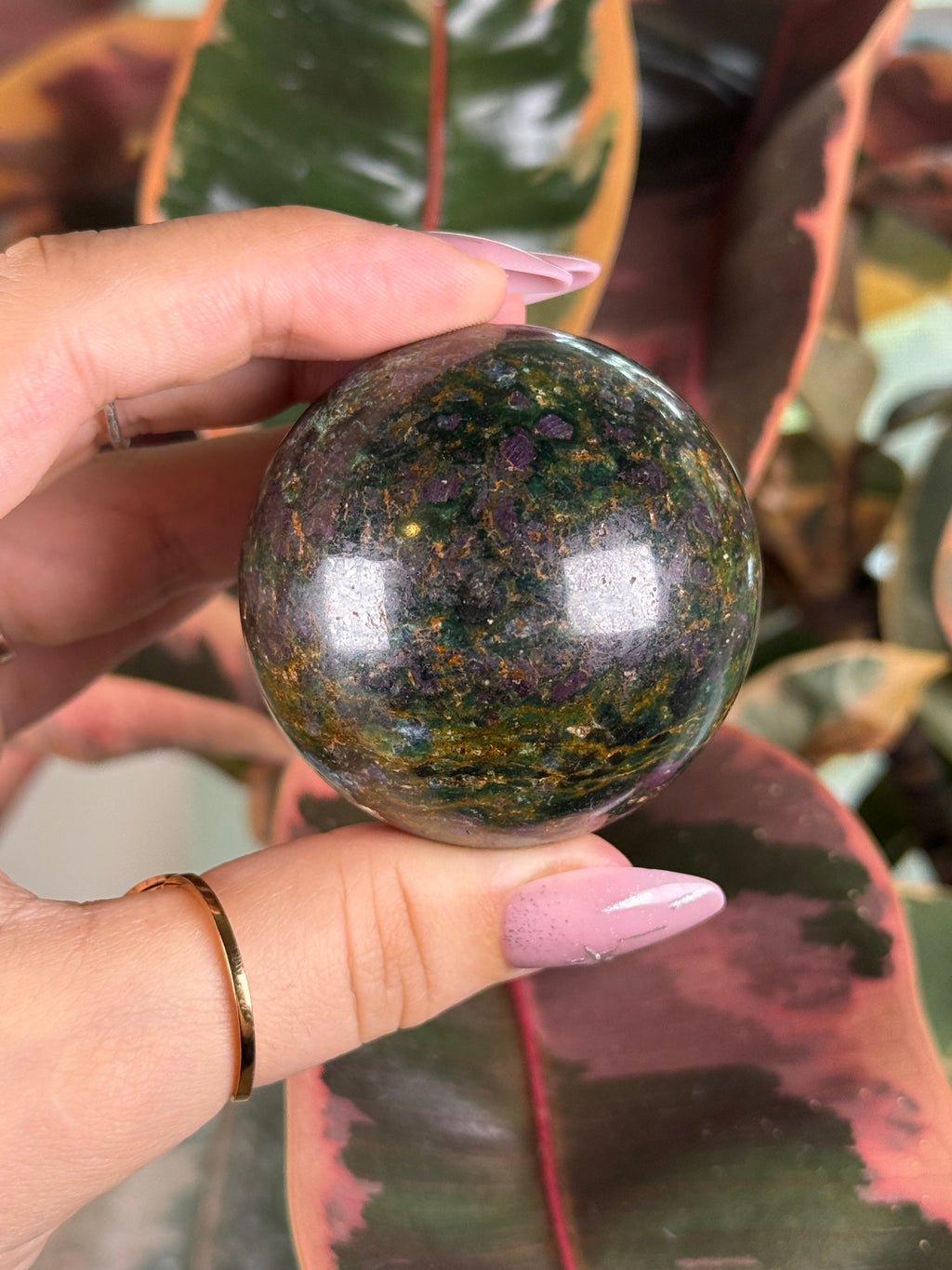 Emerald Ruby Quartz Sphere Rare Composite Stone