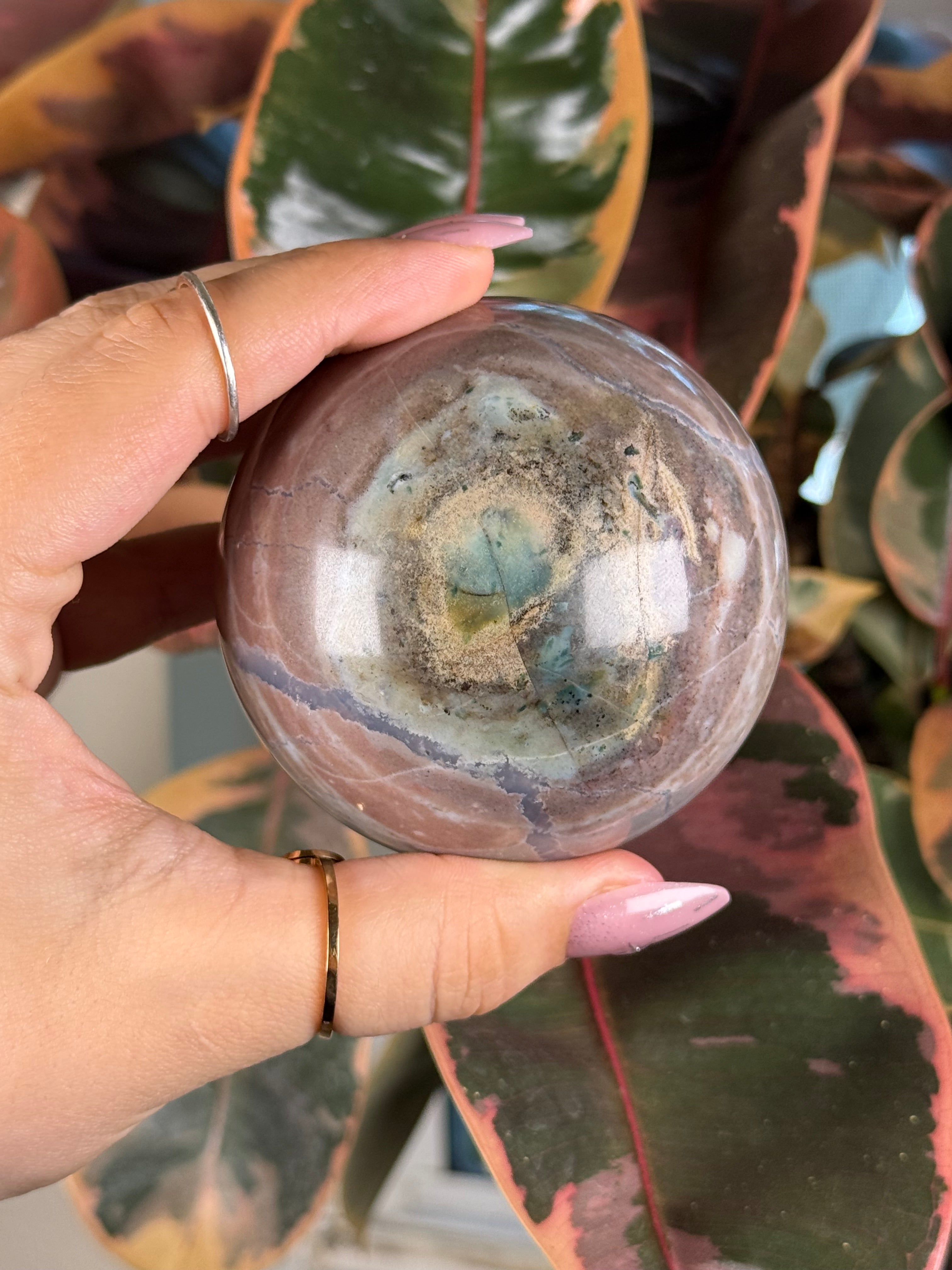 Sea Jasper Sphere "Lavender Haze"