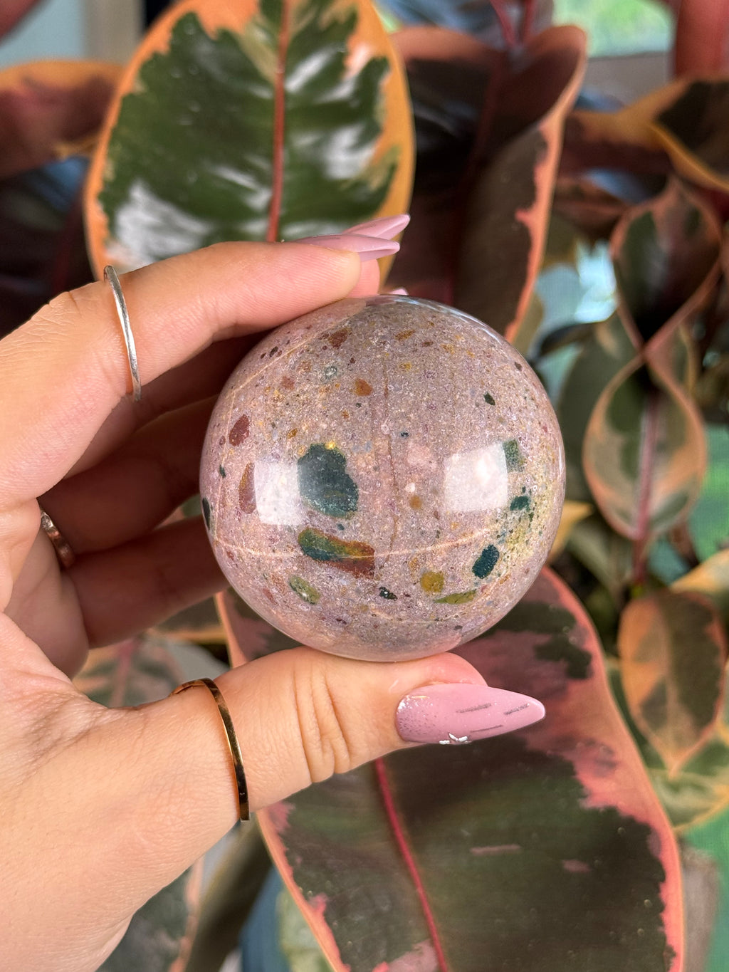 Sea Jasper Sphere "Fruit Cake"