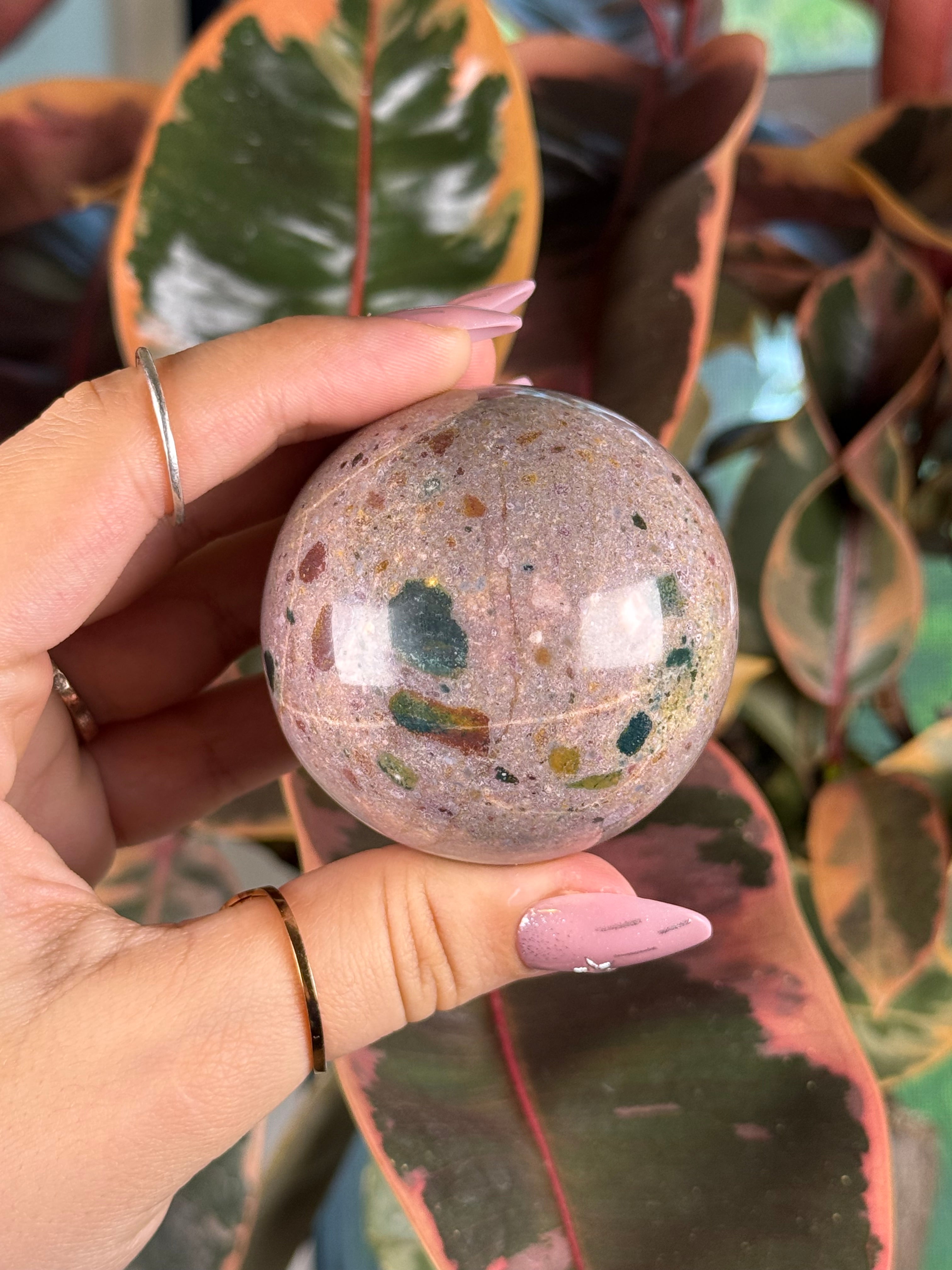 Sea Jasper Sphere "Fruit Cake"