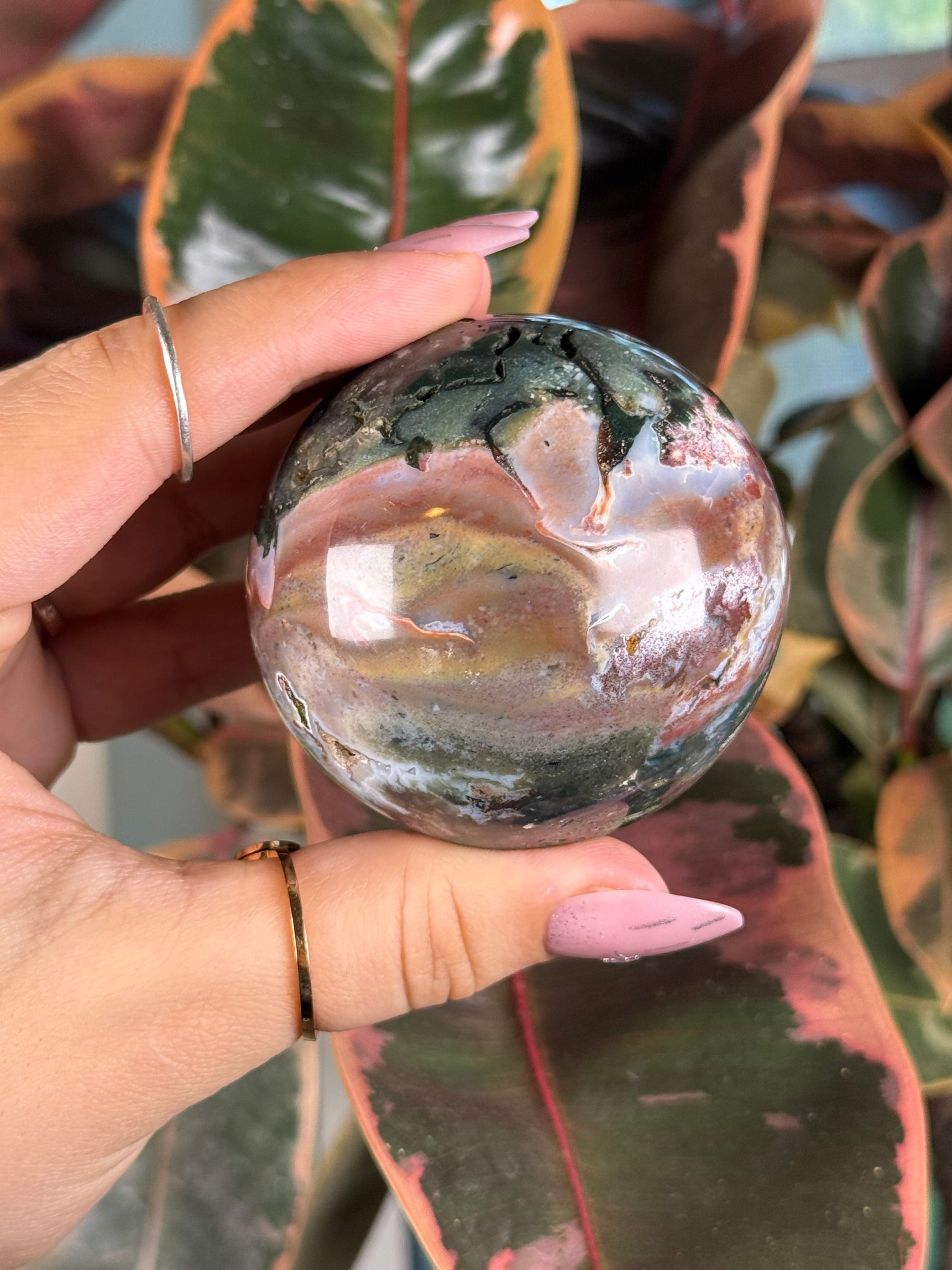 Sea Jasper Sphere "Deepwood Thicket"