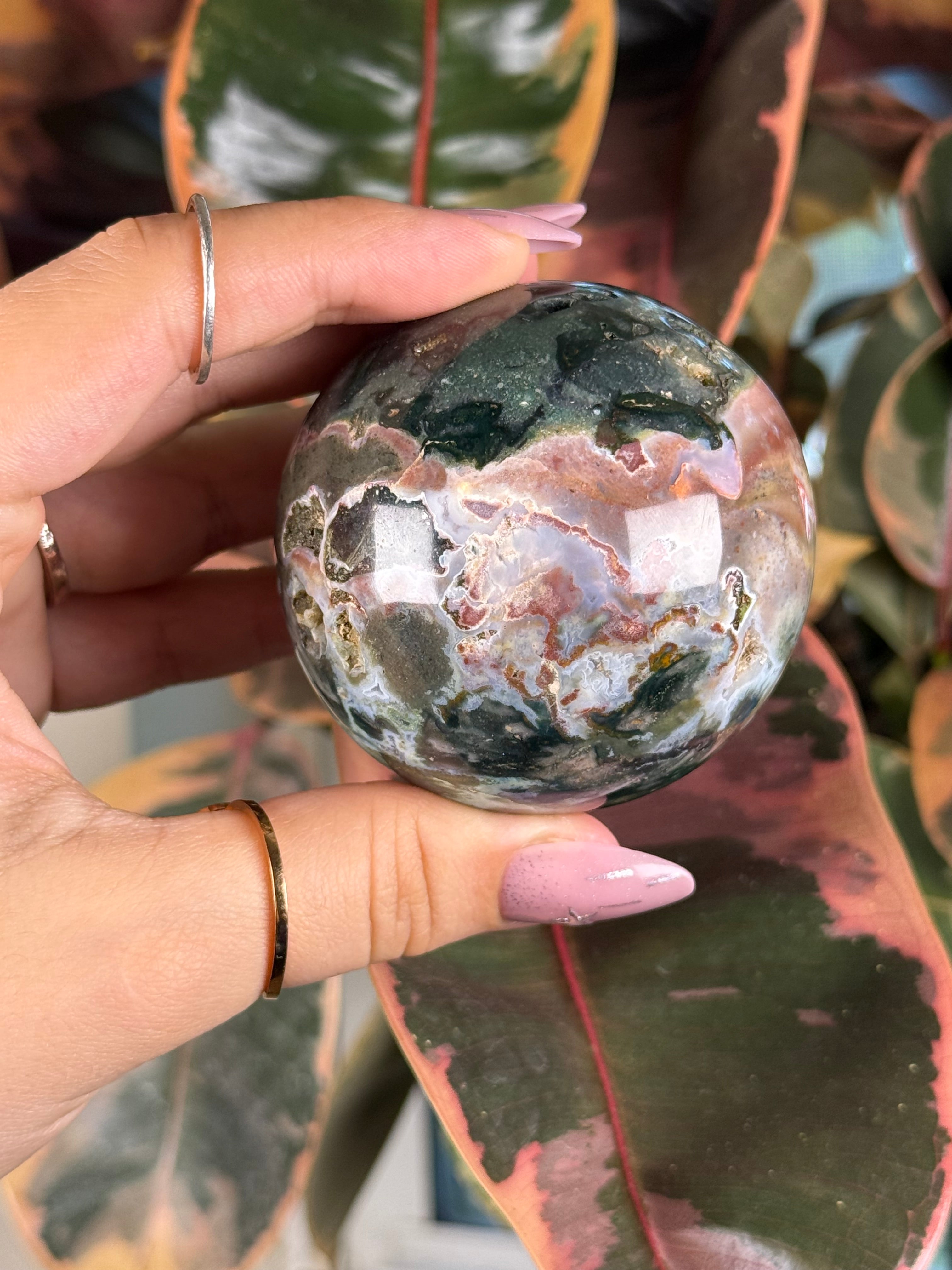 Sea Jasper Sphere "Deepwood Thicket"