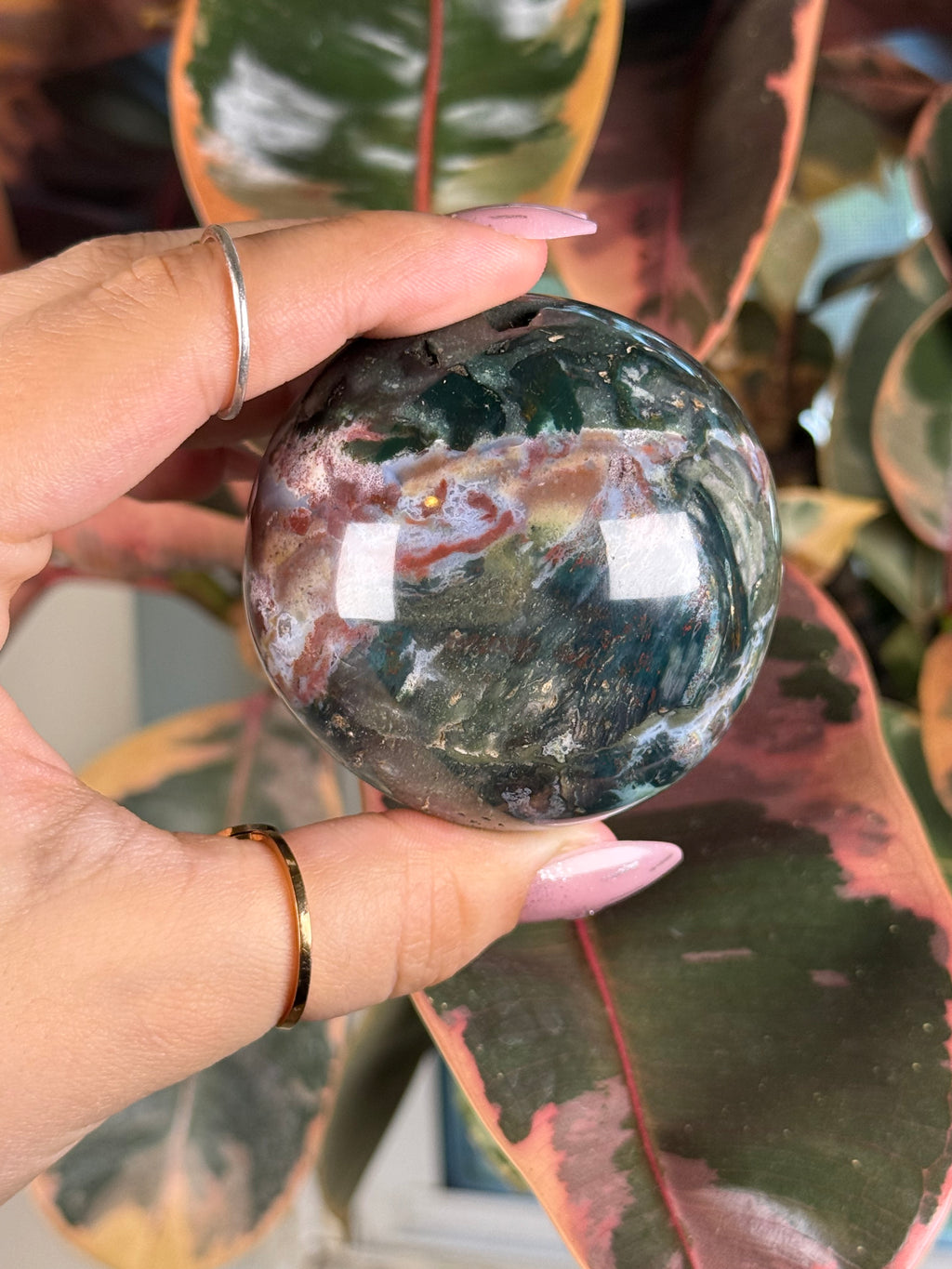 Sea Jasper Sphere "Deepwood Thicket"
