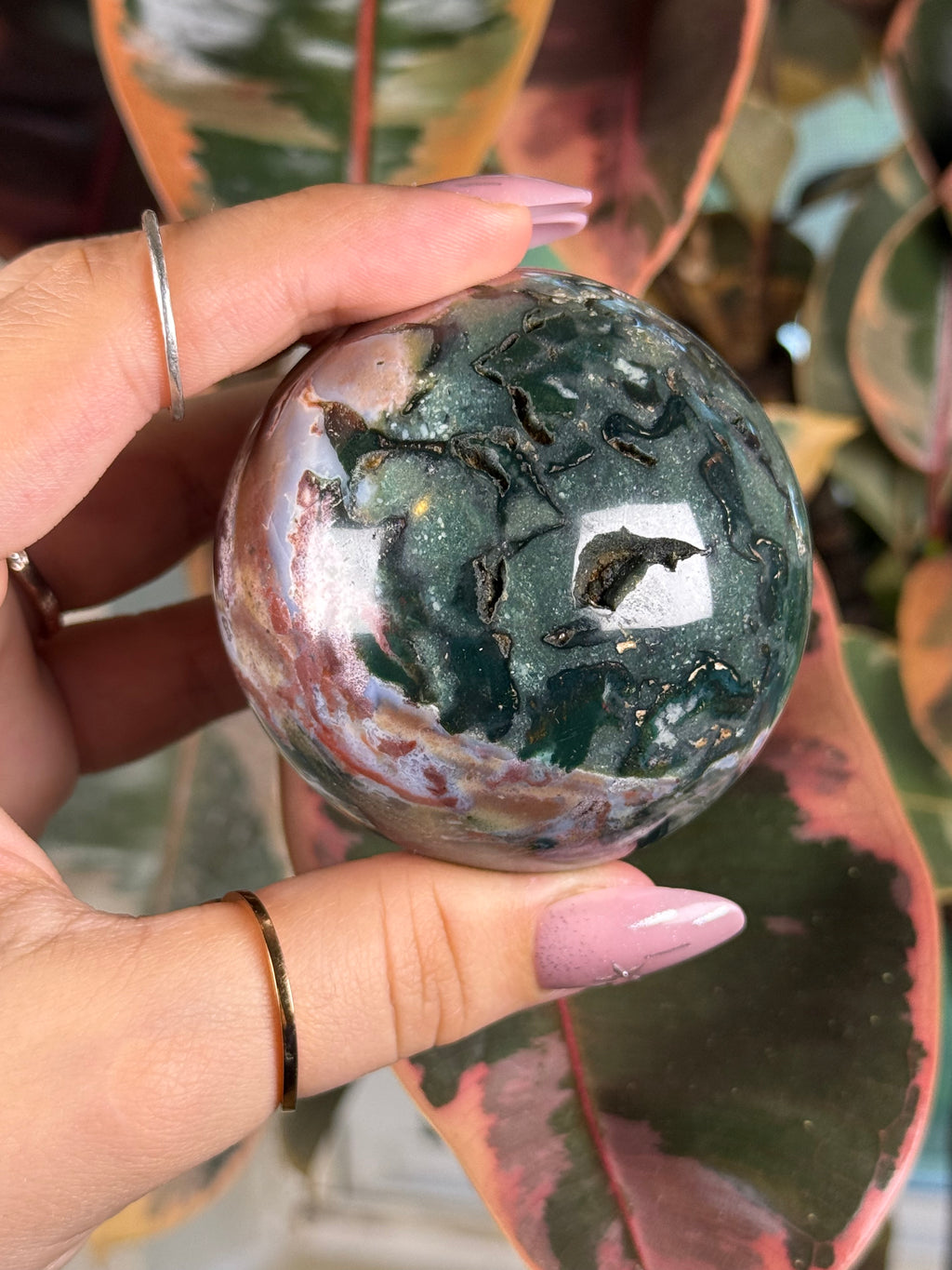 Sea Jasper Sphere "Deepwood Thicket"