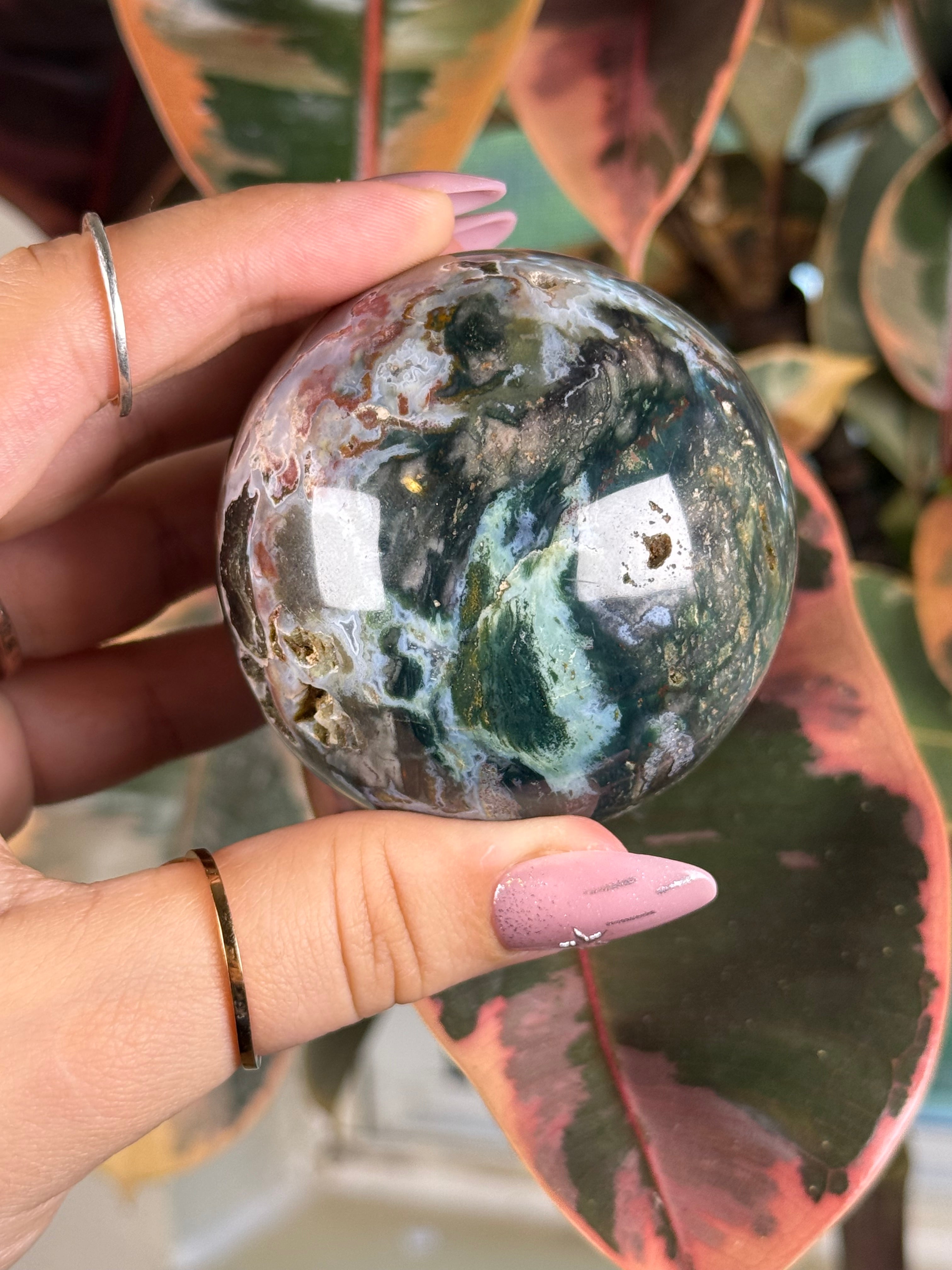 Sea Jasper Sphere "Deepwood Thicket"