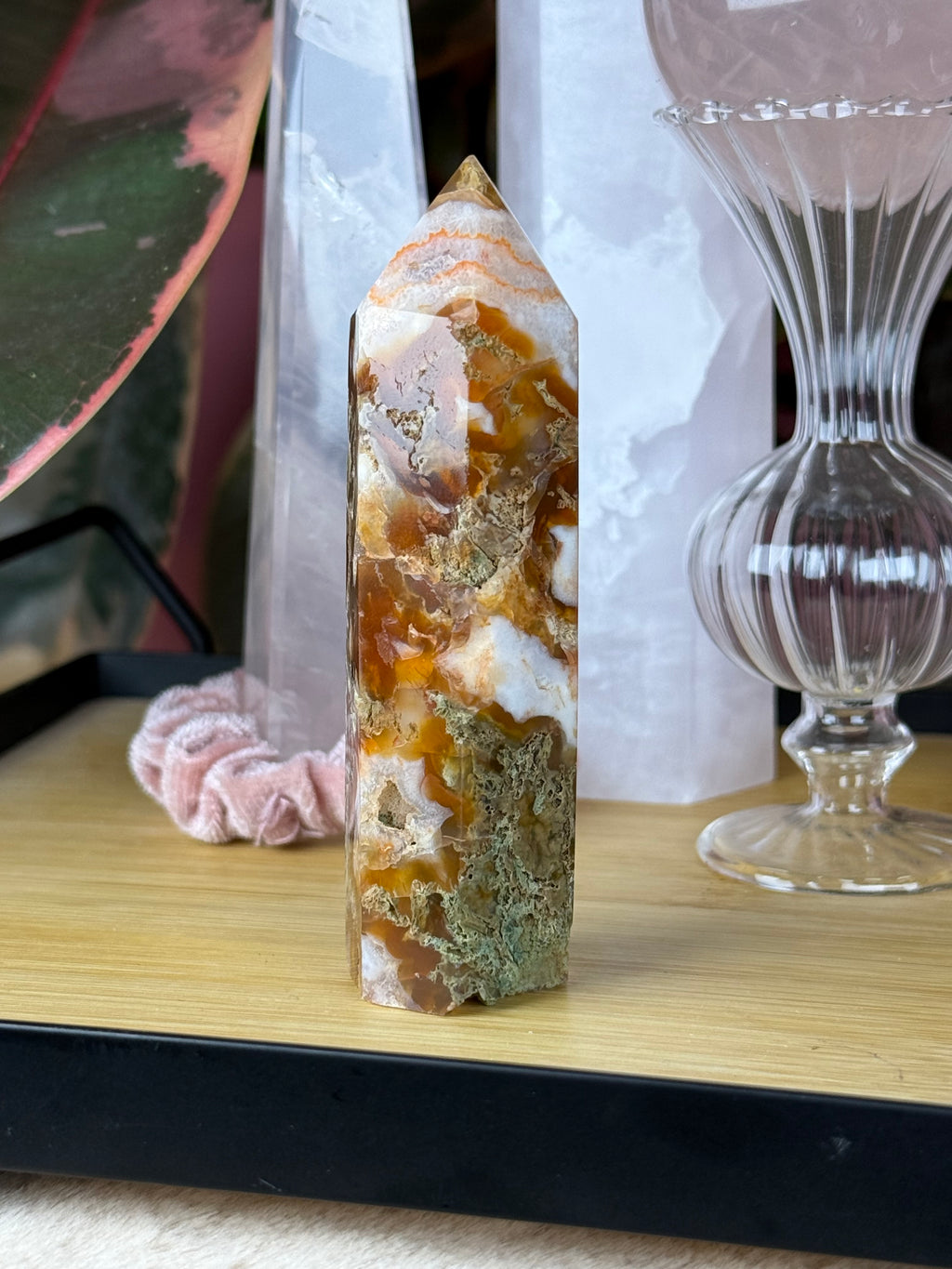 Moss Agate | Carnelian Crystal Tower