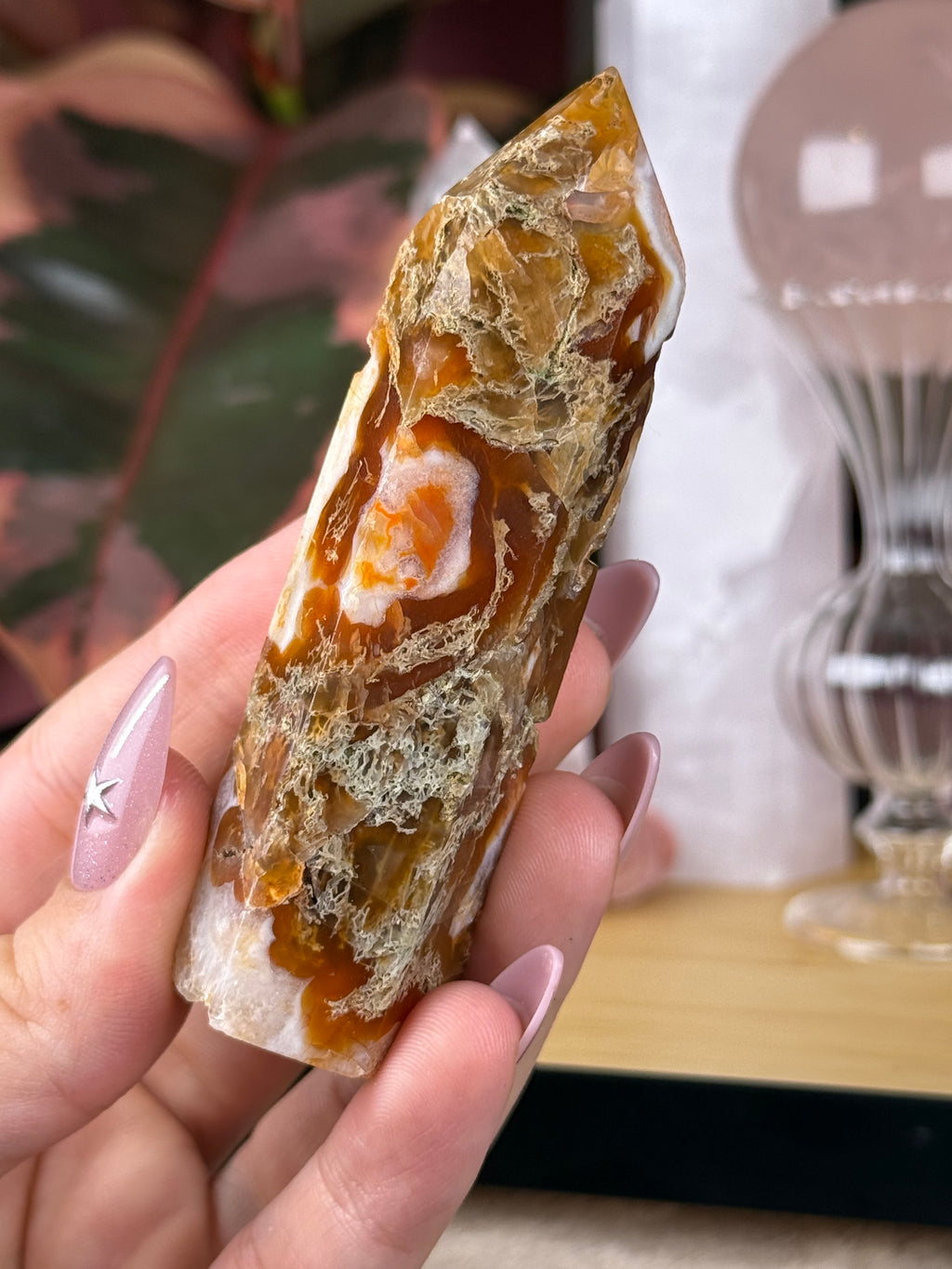 Moss Agate | Carnelian Crystal Tower