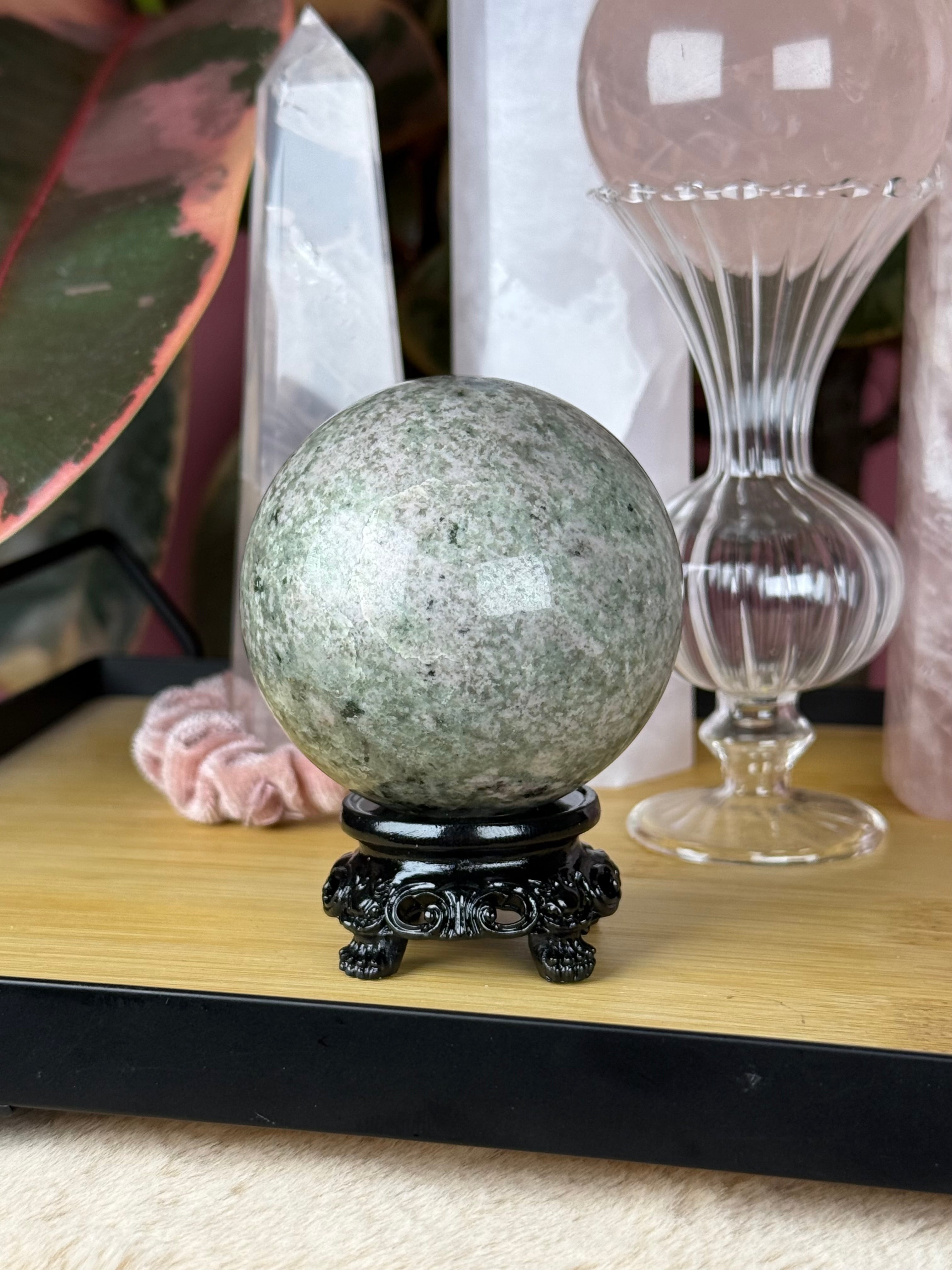 Moss Agate Sphere "Blushmoss"