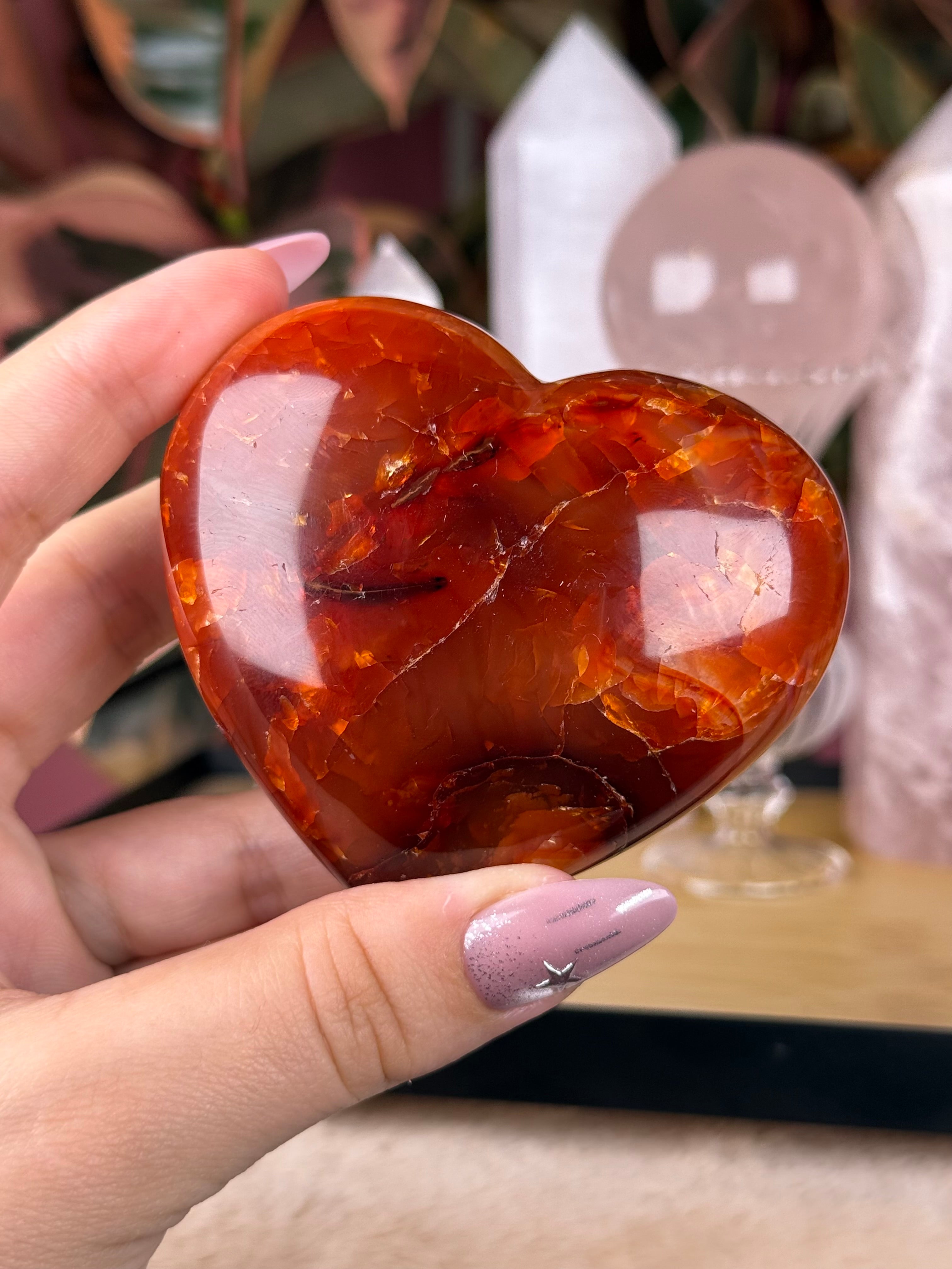 Carnelian Bubble Heart Large