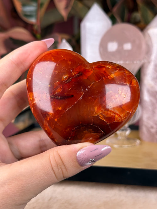 Carnelian Bubble Heart Large