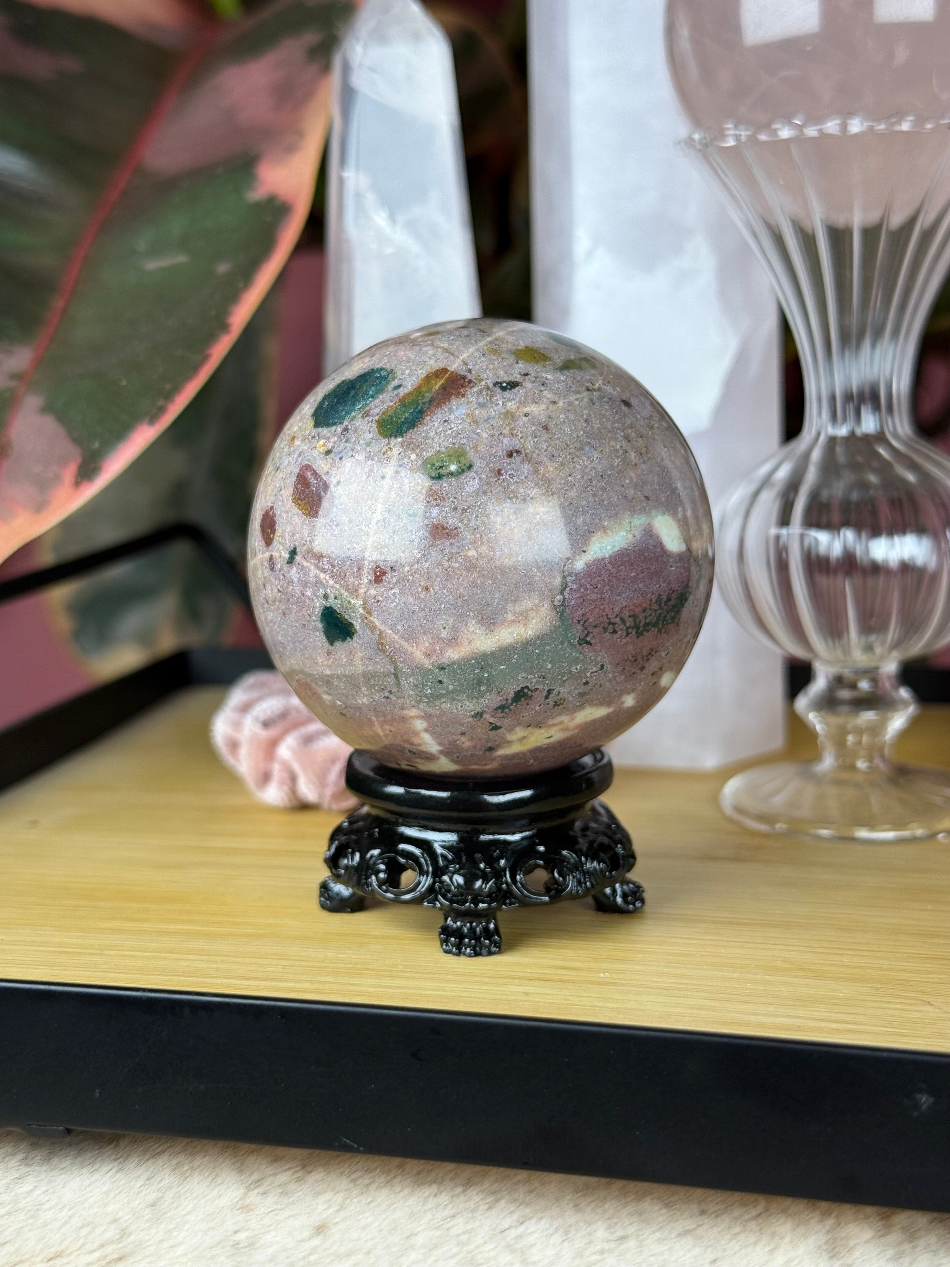 Sea Jasper Sphere "Fruit Cake"