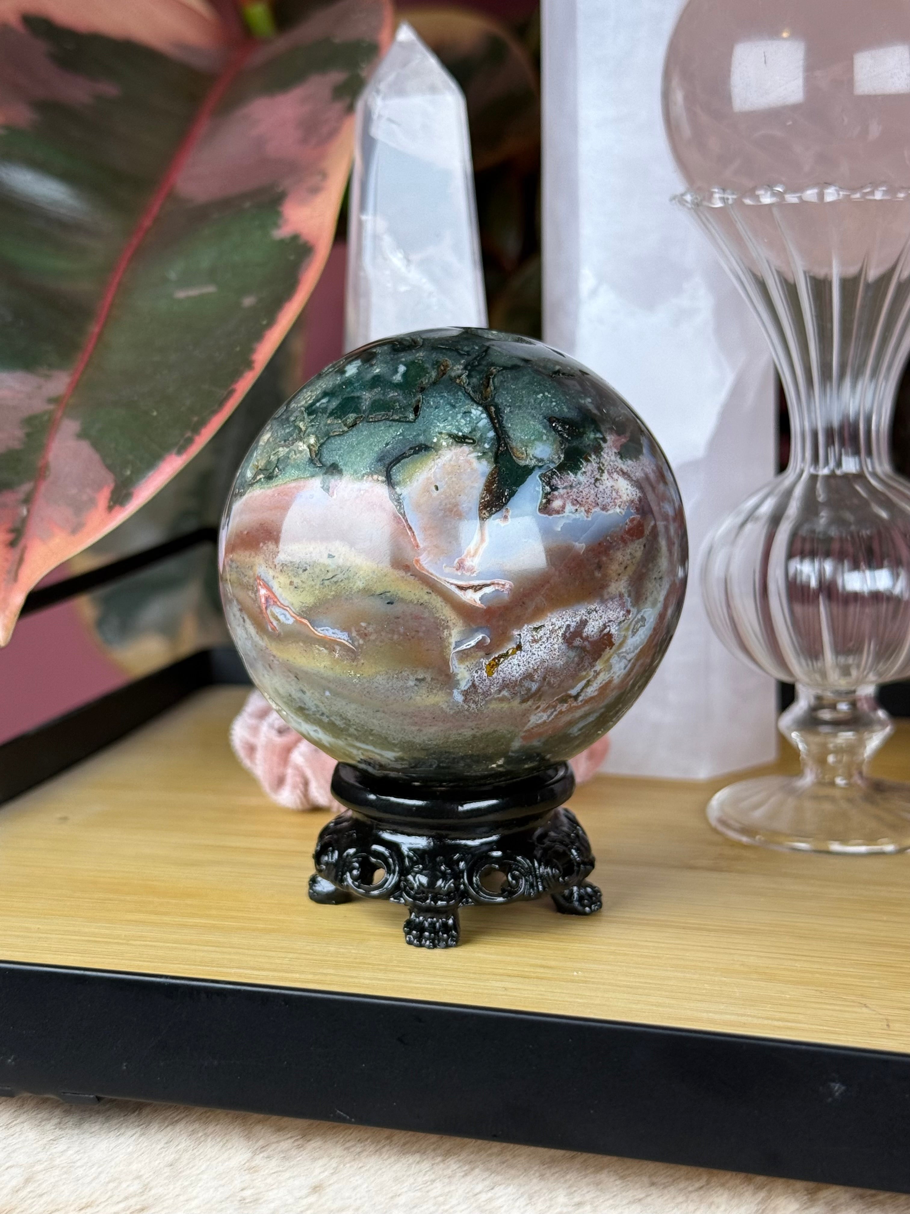 Sea Jasper Sphere "Deepwood Thicket"