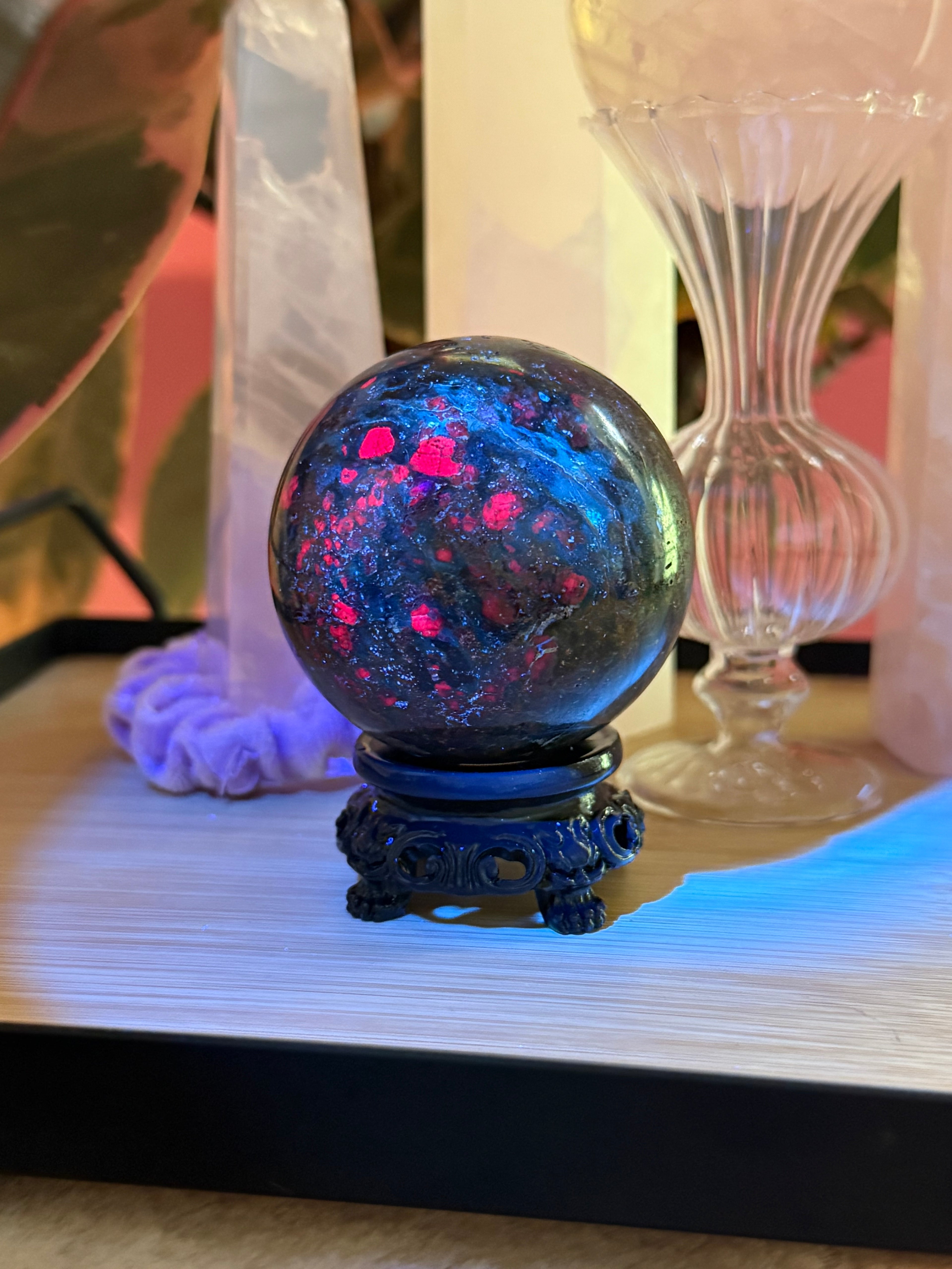 Emerald Ruby Quartz Sphere Rare Composite Stone