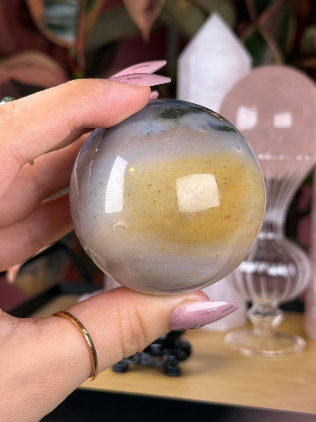 Sea Jasper | Pyrite Sphere "Honeyveil"