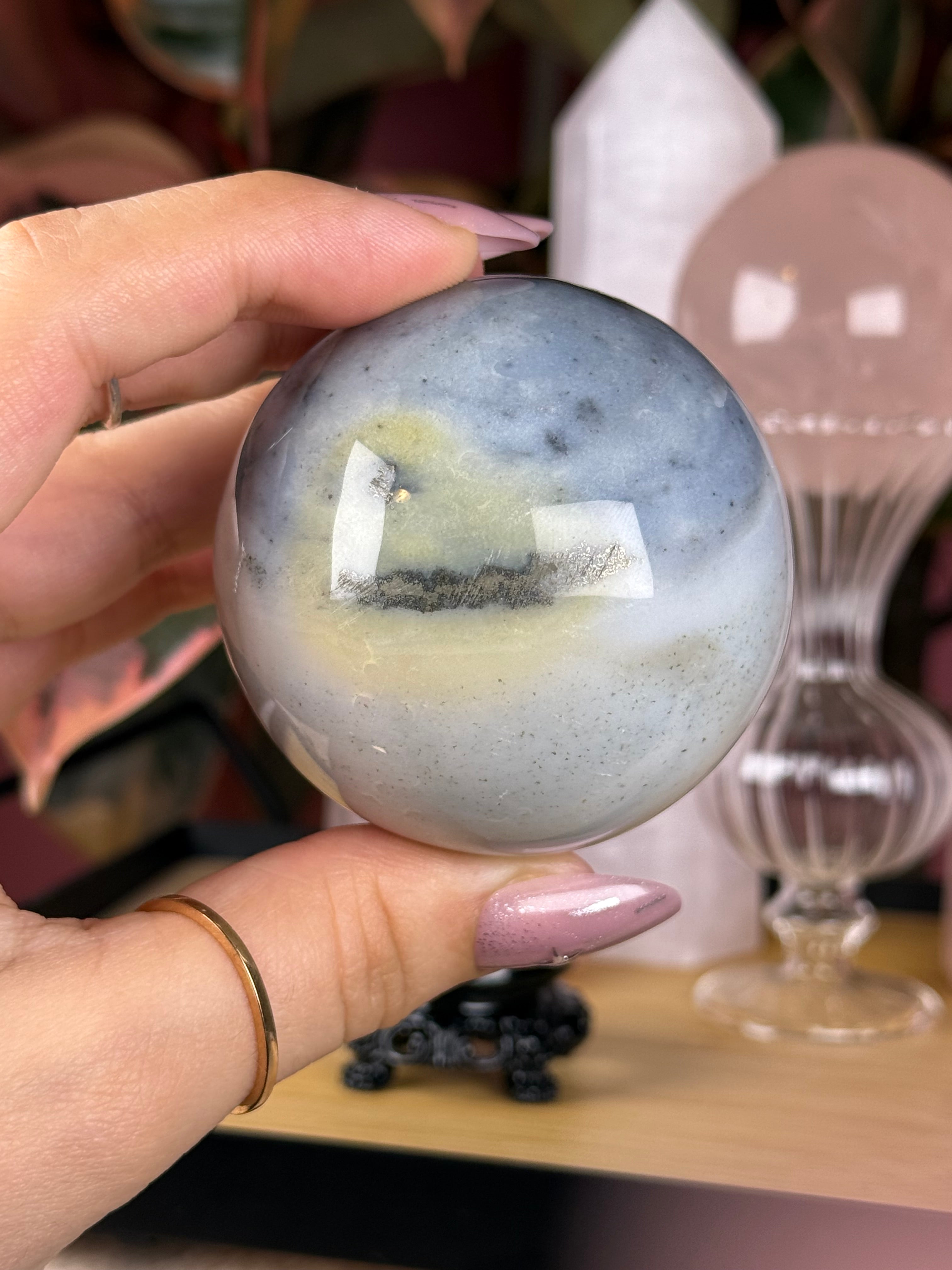 Sea Jasper | Pyrite Sphere "Honeyveil"