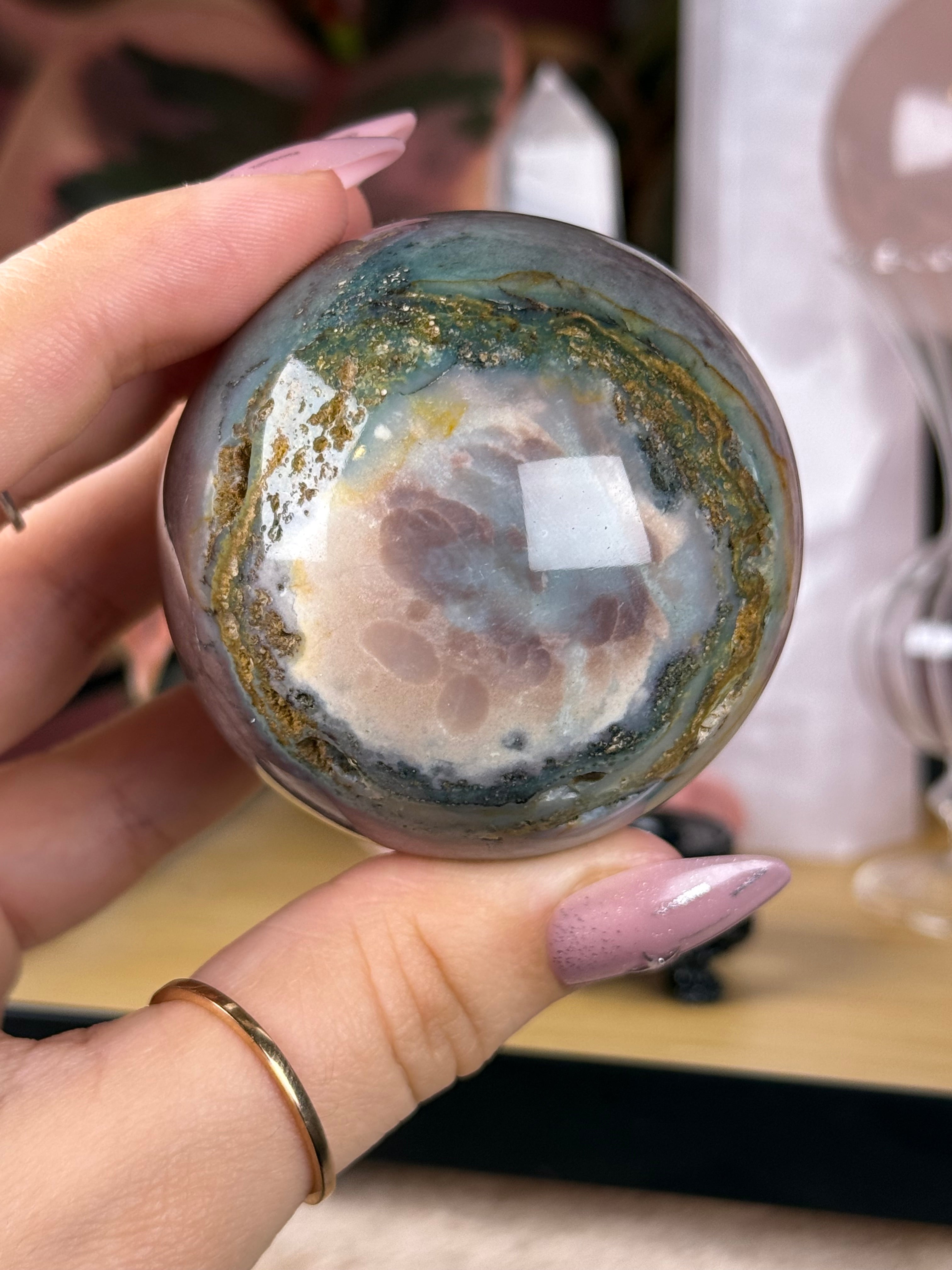 Sea Jasper Sphere "Moonberry"