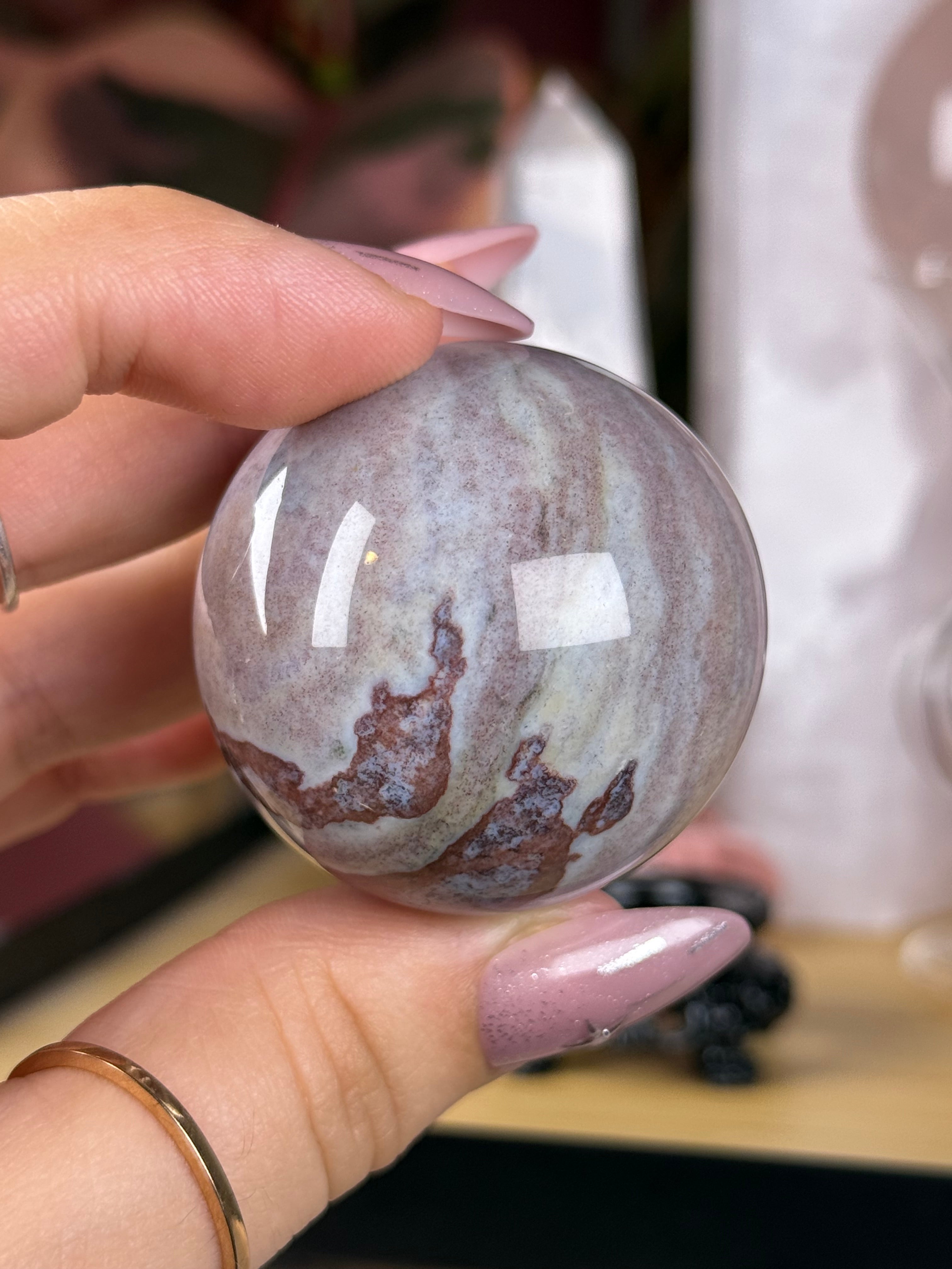 Sea Jasper Sphere "Hazeberry"